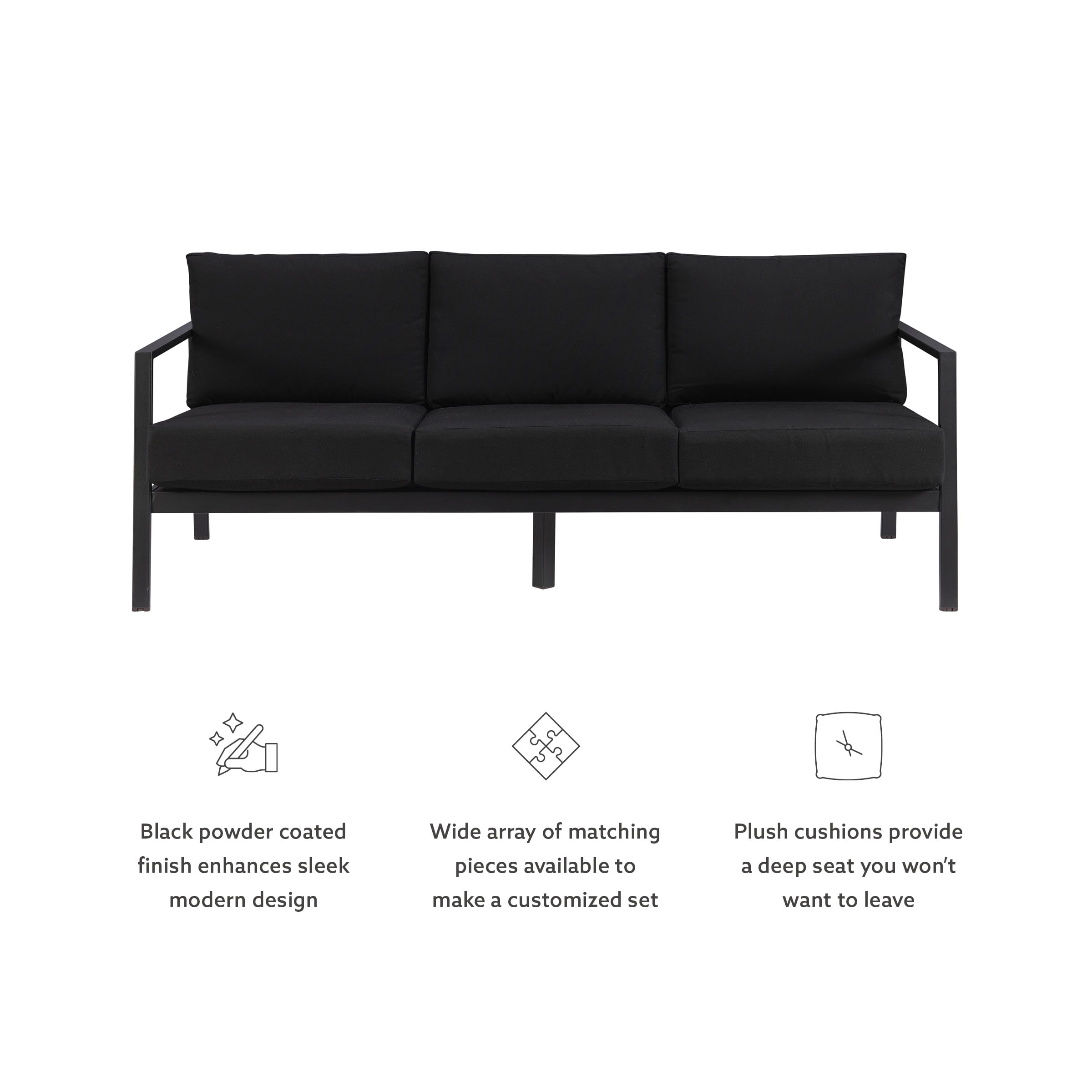 Linon Arlington Outdoor Sofa, Black - Image 11