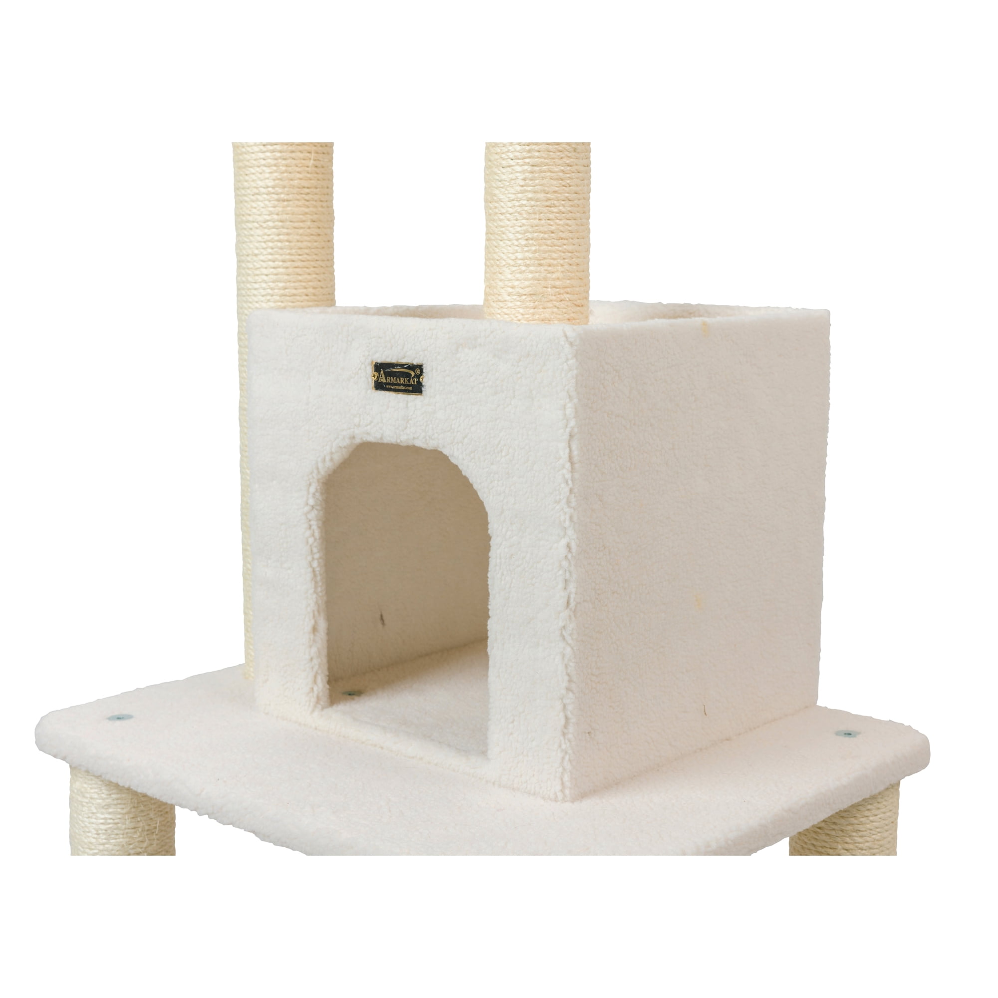 Armarkat 62-in real wood Cat Tree & Condo Scratching Post Tower, Ivory - Image 6