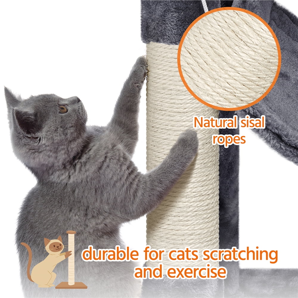 Alden Design 64.5"H Multi-level Cat Tree Tower with Condos and Perches, Dark Gray - Image 13