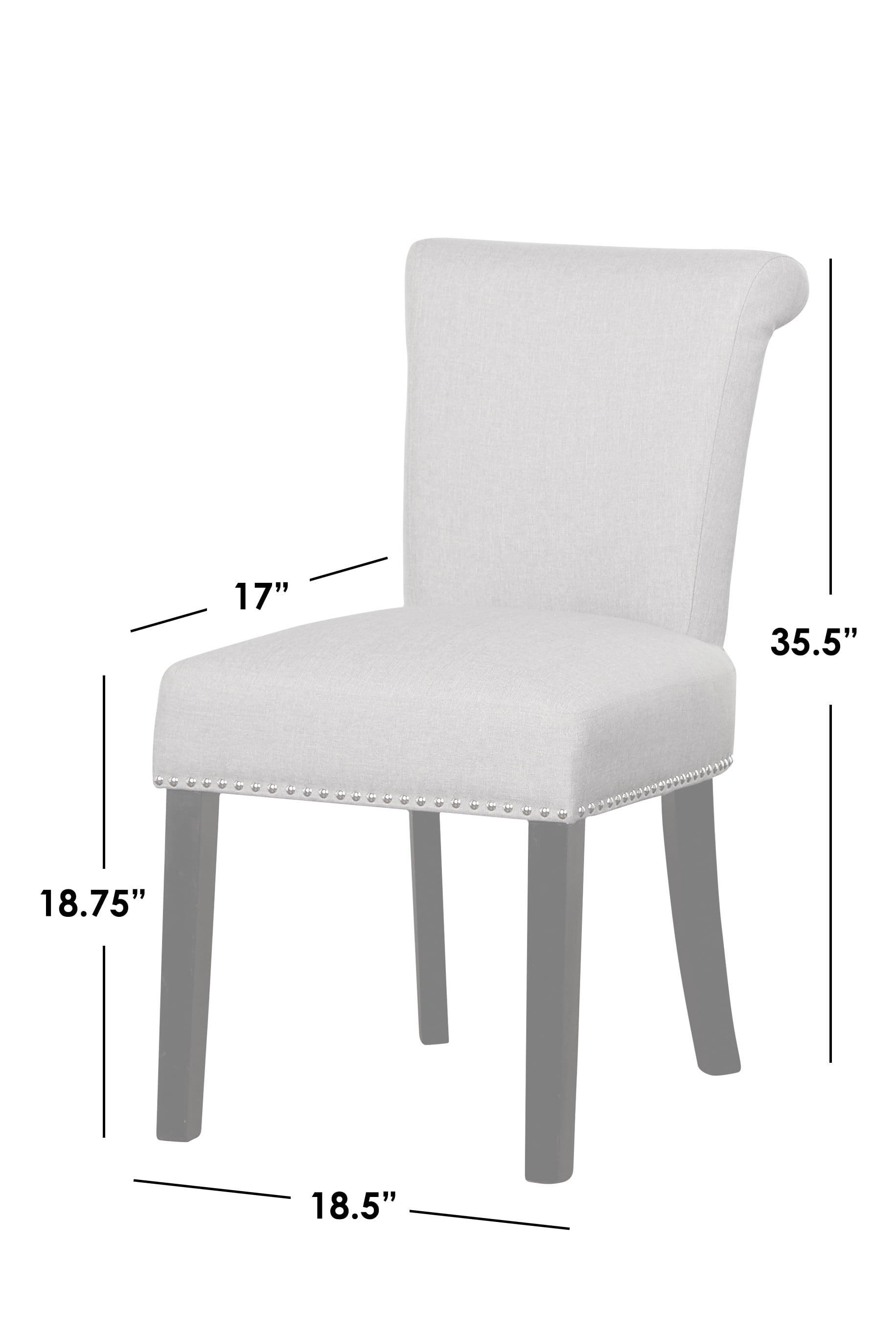 Simple Living Adeline Nailhead Parsons Dining Chair (Set of 2) Parson Chairs Grey Wood,Rubberwood Upholstered Polyester - Image 4