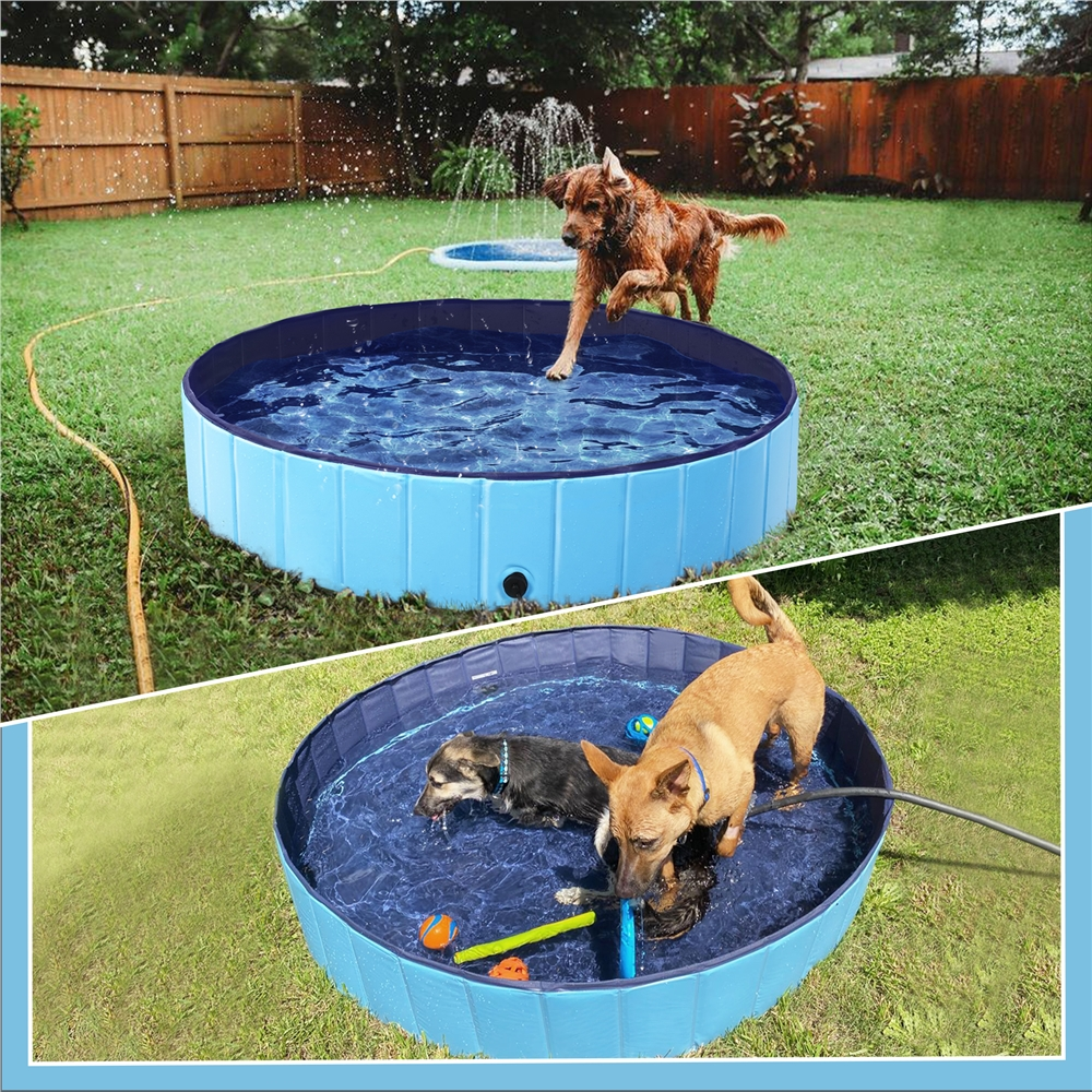 Alden Design 55.1 x 11.8 inch Foldable Pet Pool Swimming for Indoor/Outdoor, XL, Blue - Image 5
