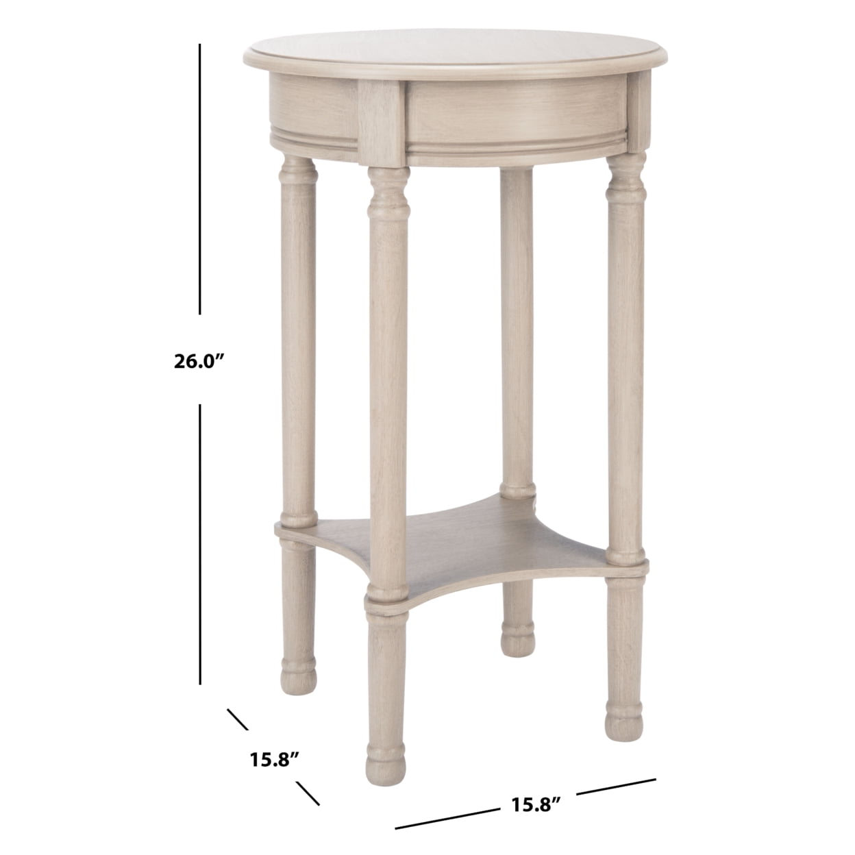 SAFAVIEH Tinsley Solid Rustic Round Accent Table, Greige - Image 7