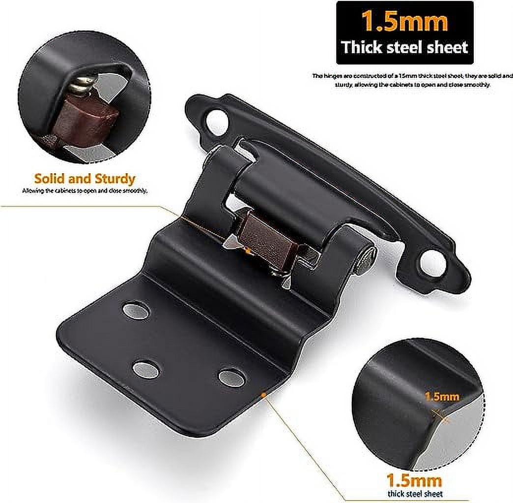 Ravinte 60 Packs 30 Pairs 3/8" Inset Inset Cabinet Hinges Matte Black Self Closing Hinges for Kitchen Cabinets & Doors - Image 6