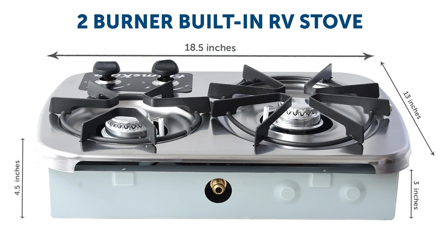 Flame King 2 Burner Built-in RV Trailer Stove with Windshield - Image 5