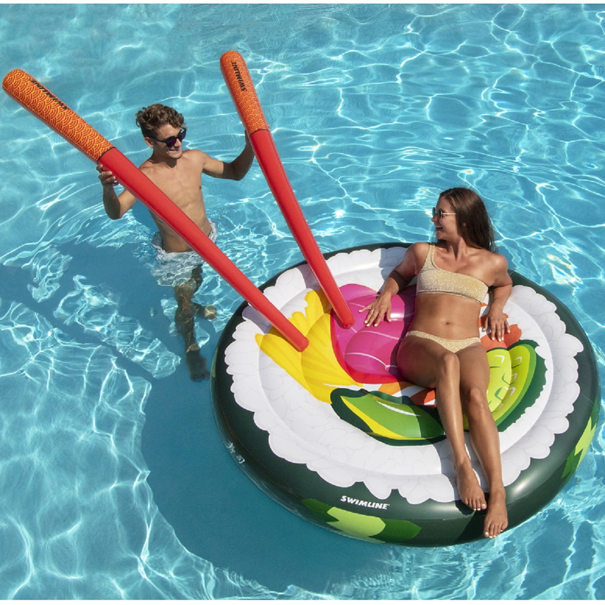 Swimline Sushi Roll Pool Lounger with Chopstick Doodles Combo Pack - Image 3