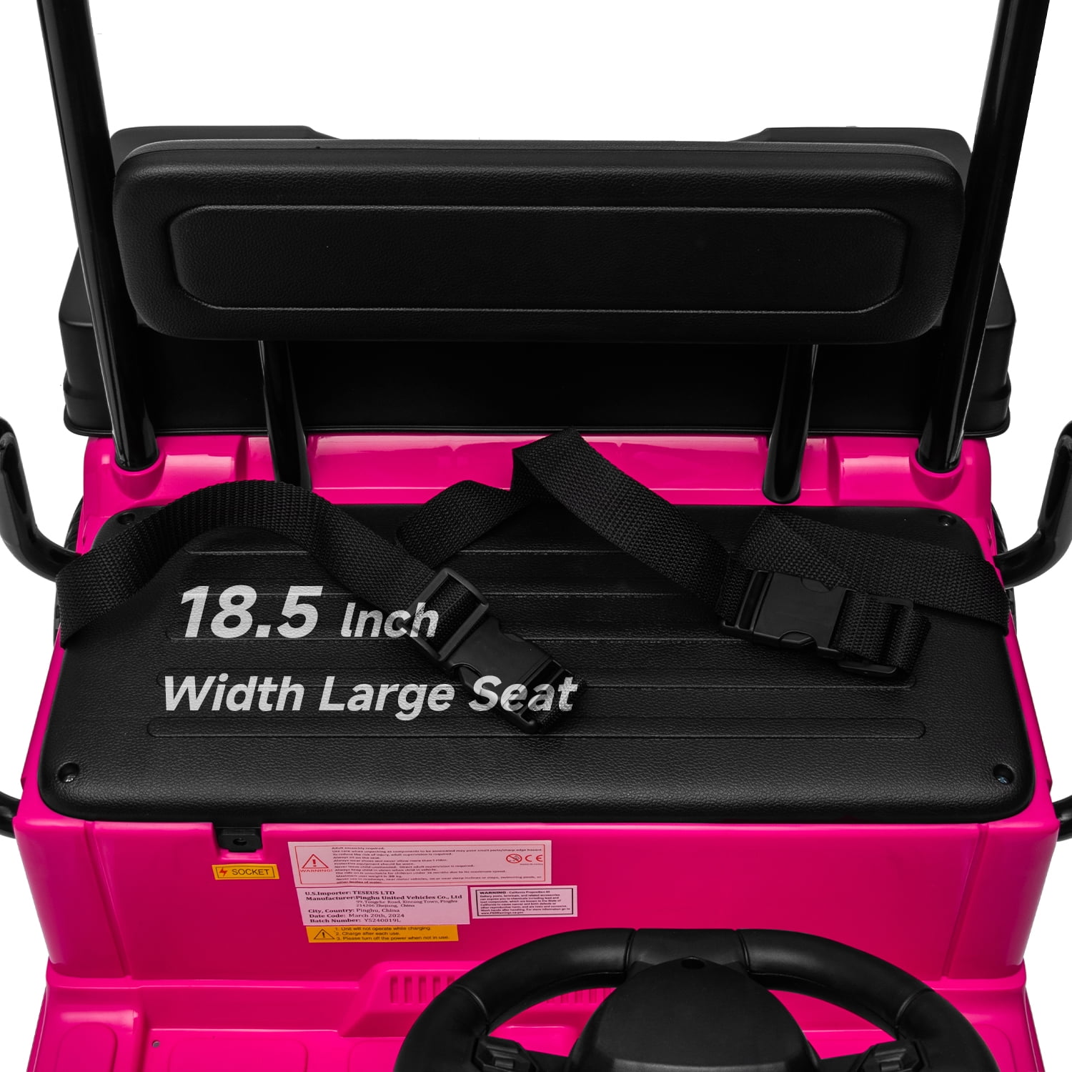 Track Seven 24V Ride on Car, Electric Golf Cart with Ceiling, Ride on Truck with Remote Control, Music, Rear Storage Box, Electric Car for Boys Girls Age 3+, 18.5" Large Seat with Armrests, Pink - Image 6