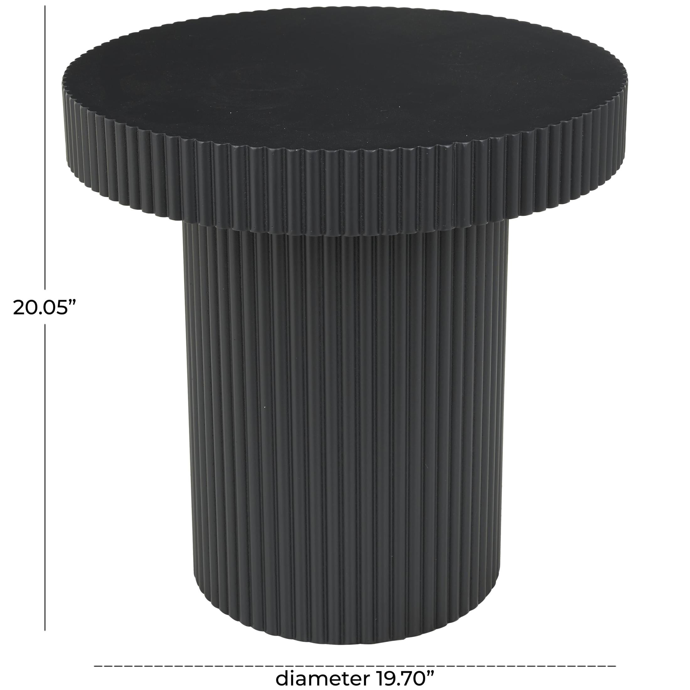 DecMode 20" x 20" Black Wooden Dimensional Ribbed Accent Table, 1-Piece - Image 4