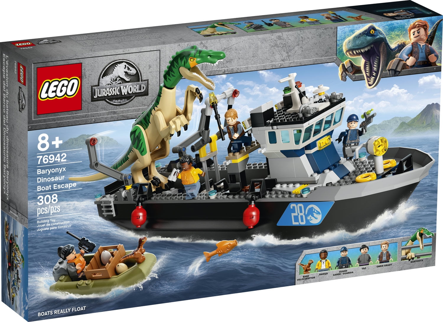LEGO Jurassic World Baryonyx Dinosaur Boat Escape 76942 Building Toy Playset (308 Pieces) - Image 4