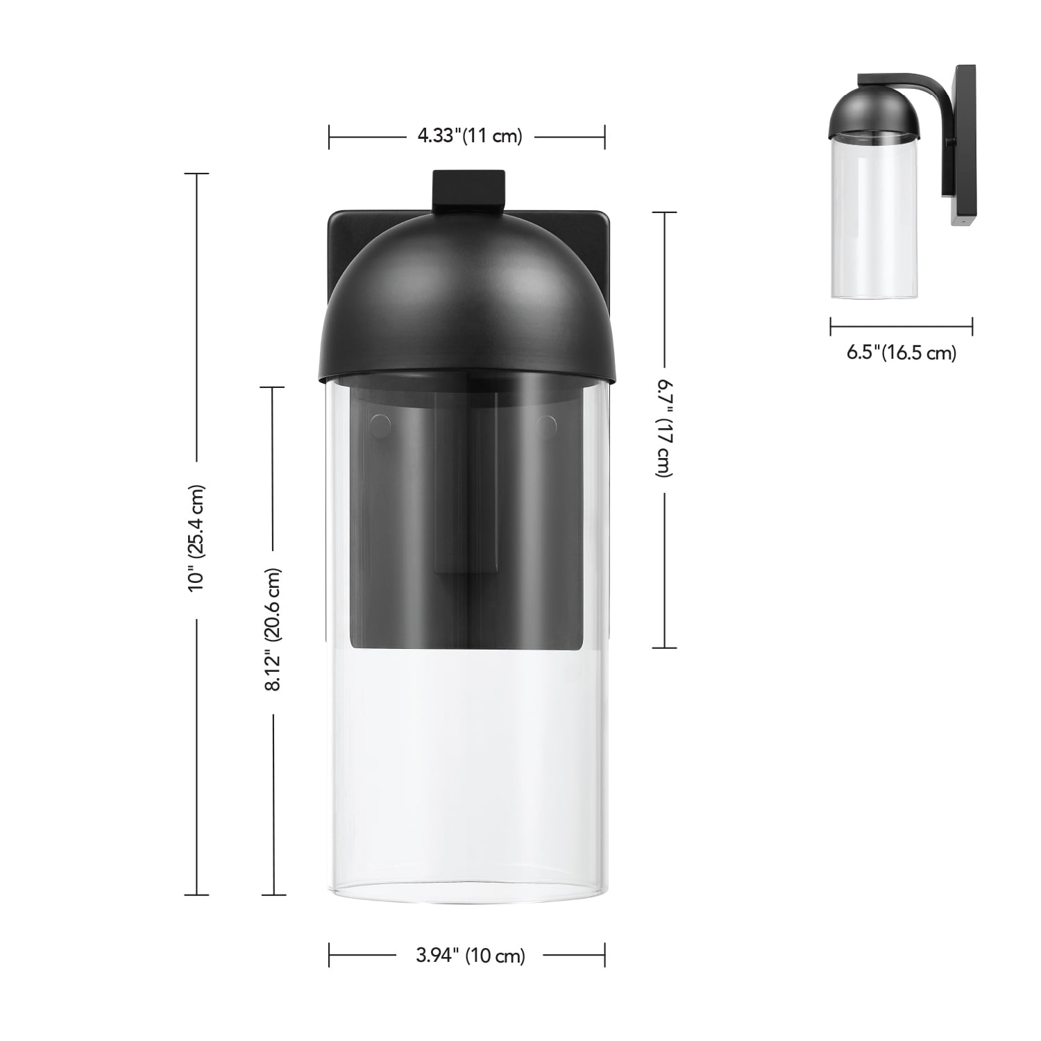 Globe Electric 12W LED Integrated Matte Black Outdoor Wall Sconce with Clear Glass Shade, 91005362 - Image 7