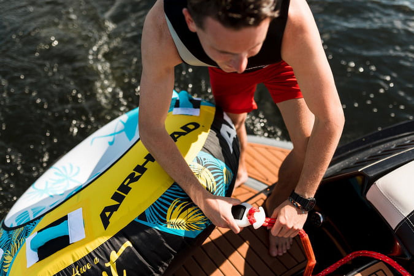 Airhead Blast Towable Tube for Boating, Heavy-Duty Nylon, Blue/Yellow - Image 14