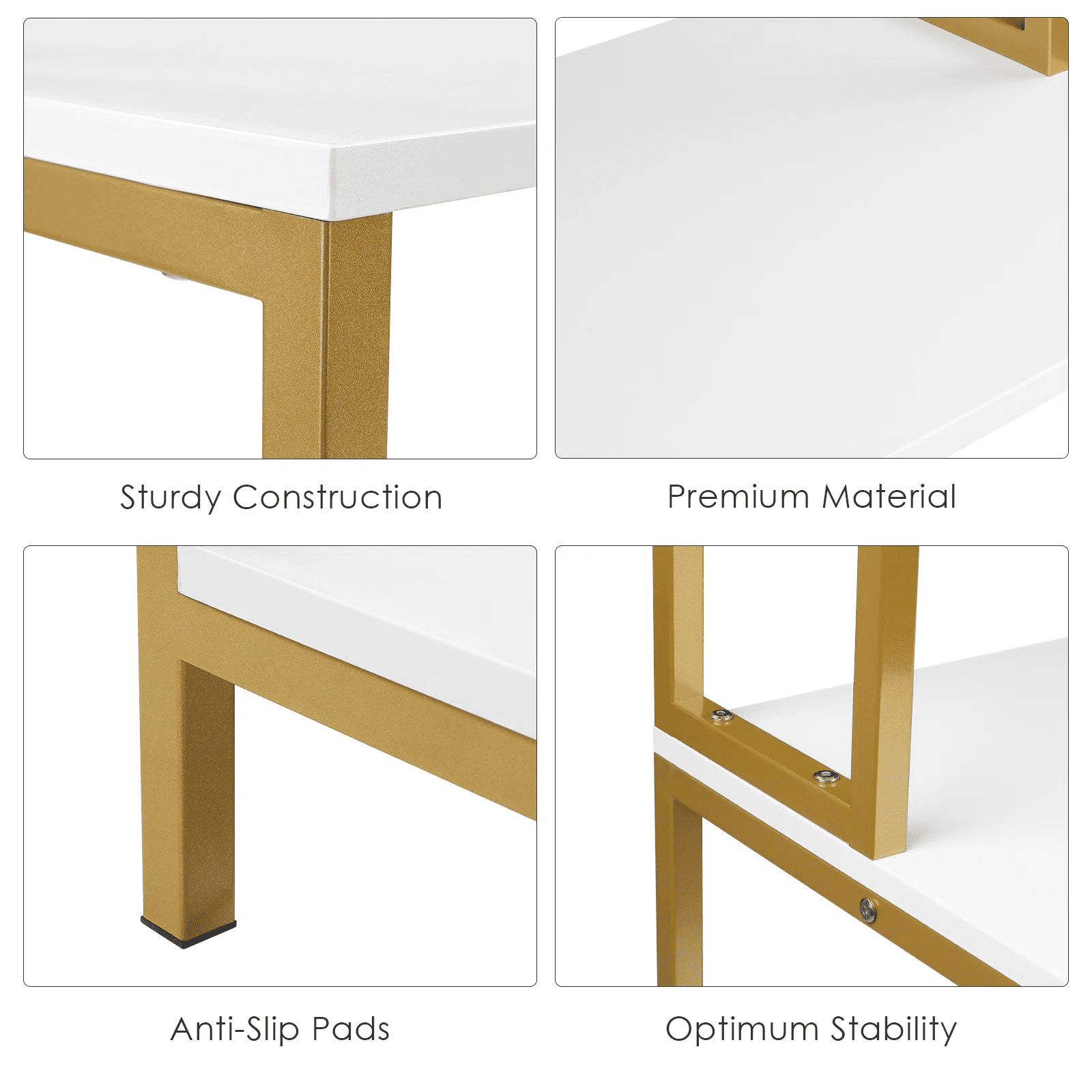 Homfa Gold Ladder Shelf with 2 Drawer, 5 Tier White Standard Bookcase for Homfa Office, Backer Racks for Kitchen - Image 6