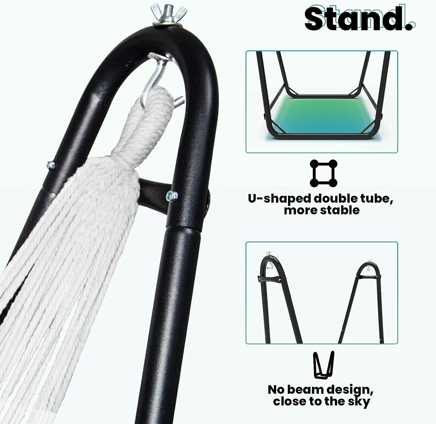 G TALECO GEAR Hammock Chair with Stand for Hanging Swing Chair, Heavy Duty Steel, Max Load 350lbs - Image 6