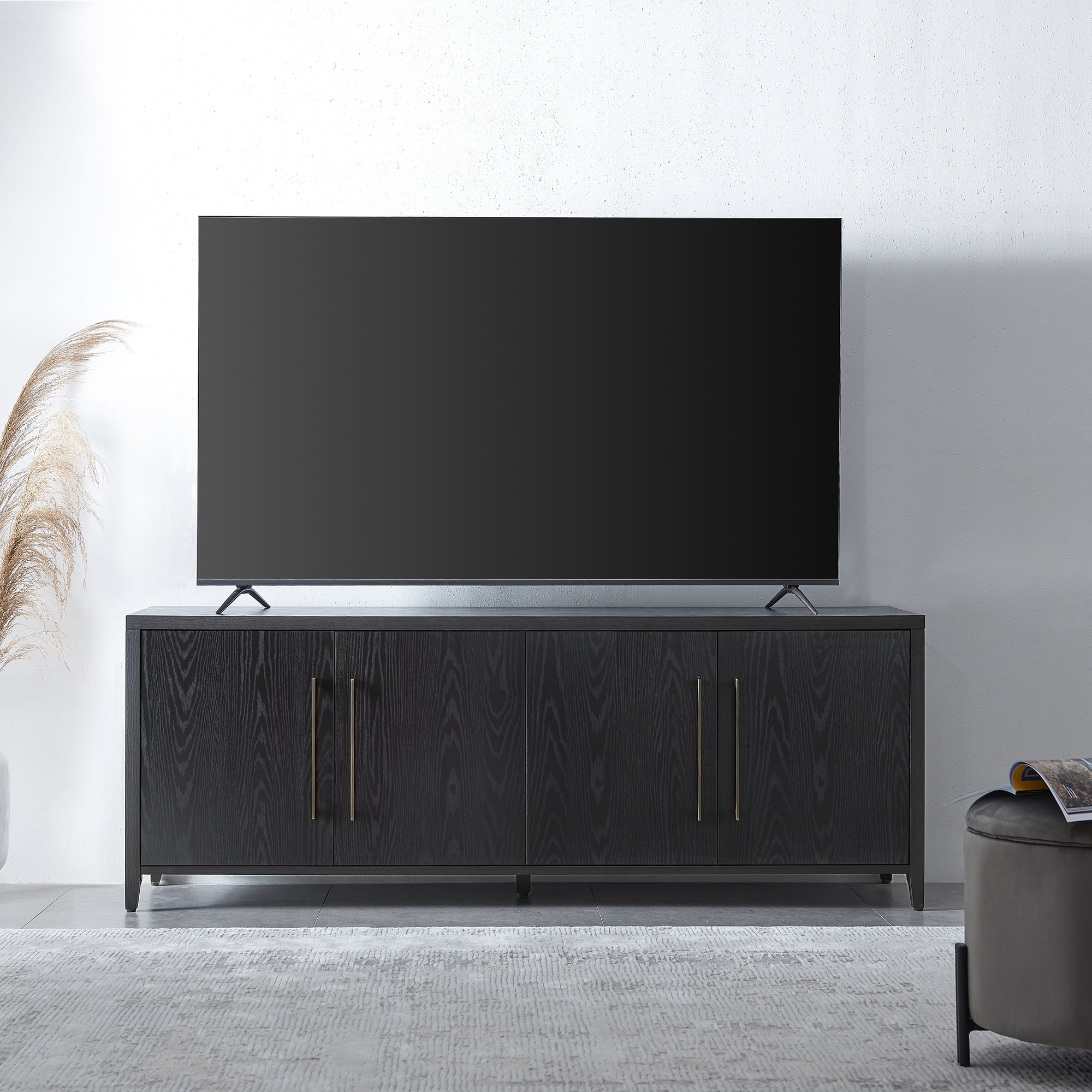 Evelyn&Zoe 68" Black Grain TV Stand - Image 5