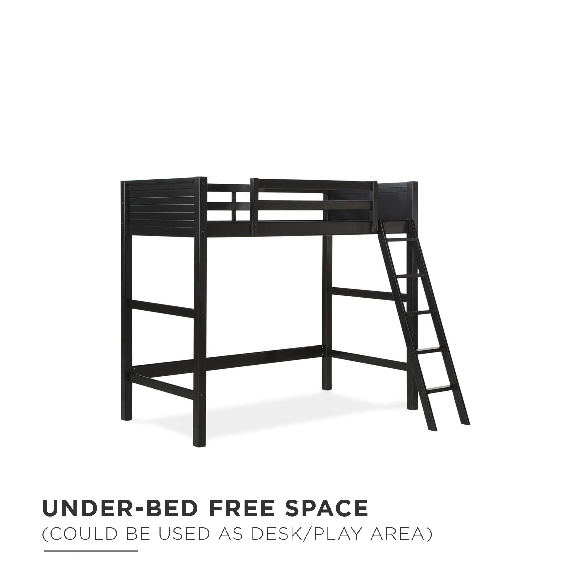 Your Zone Kiarah Twin Loft Bed with Ladder, Black - Image 3
