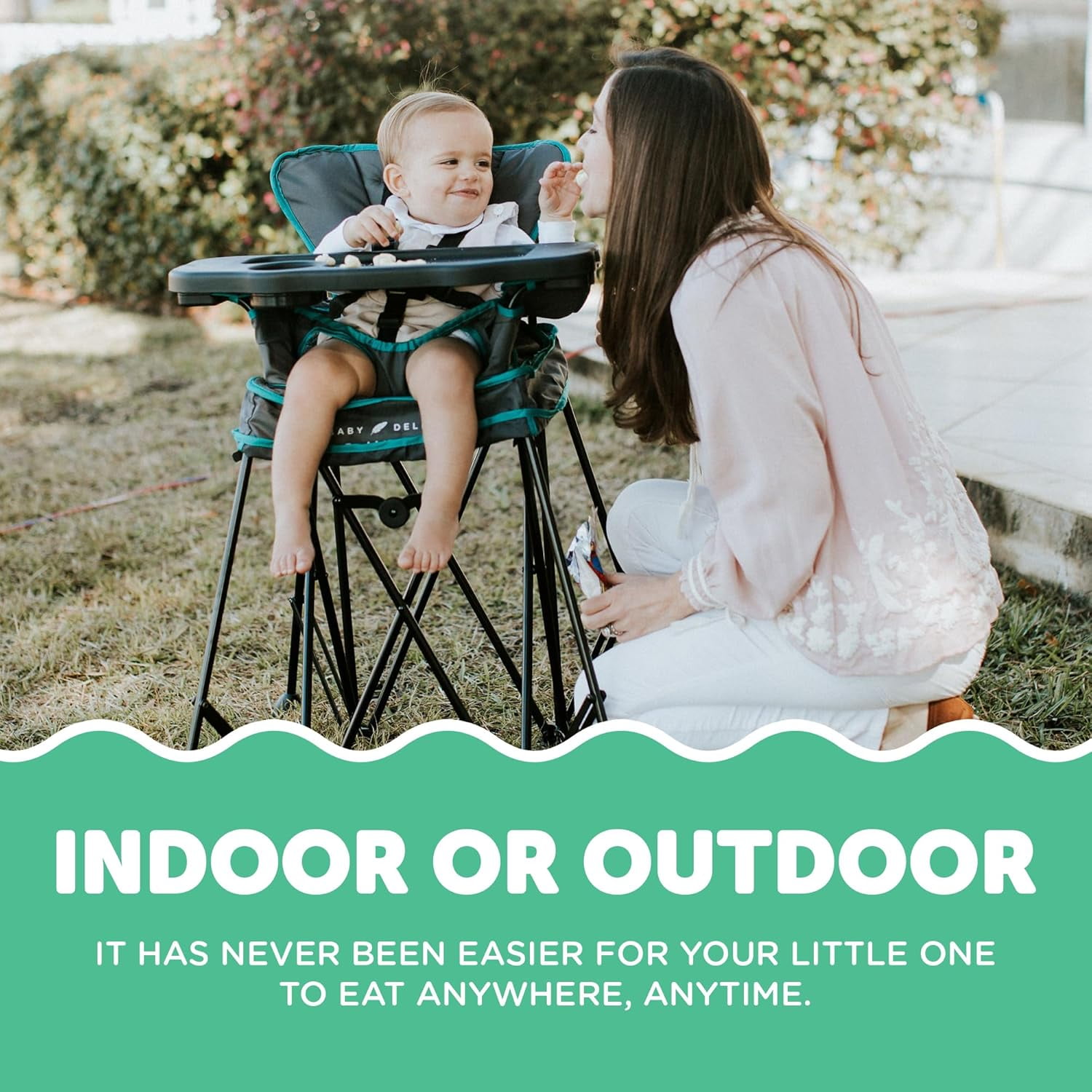 Baby Delight Go with Me Uplift Deluxe Portable High Infant Chair, Teal & Grey - Image 10