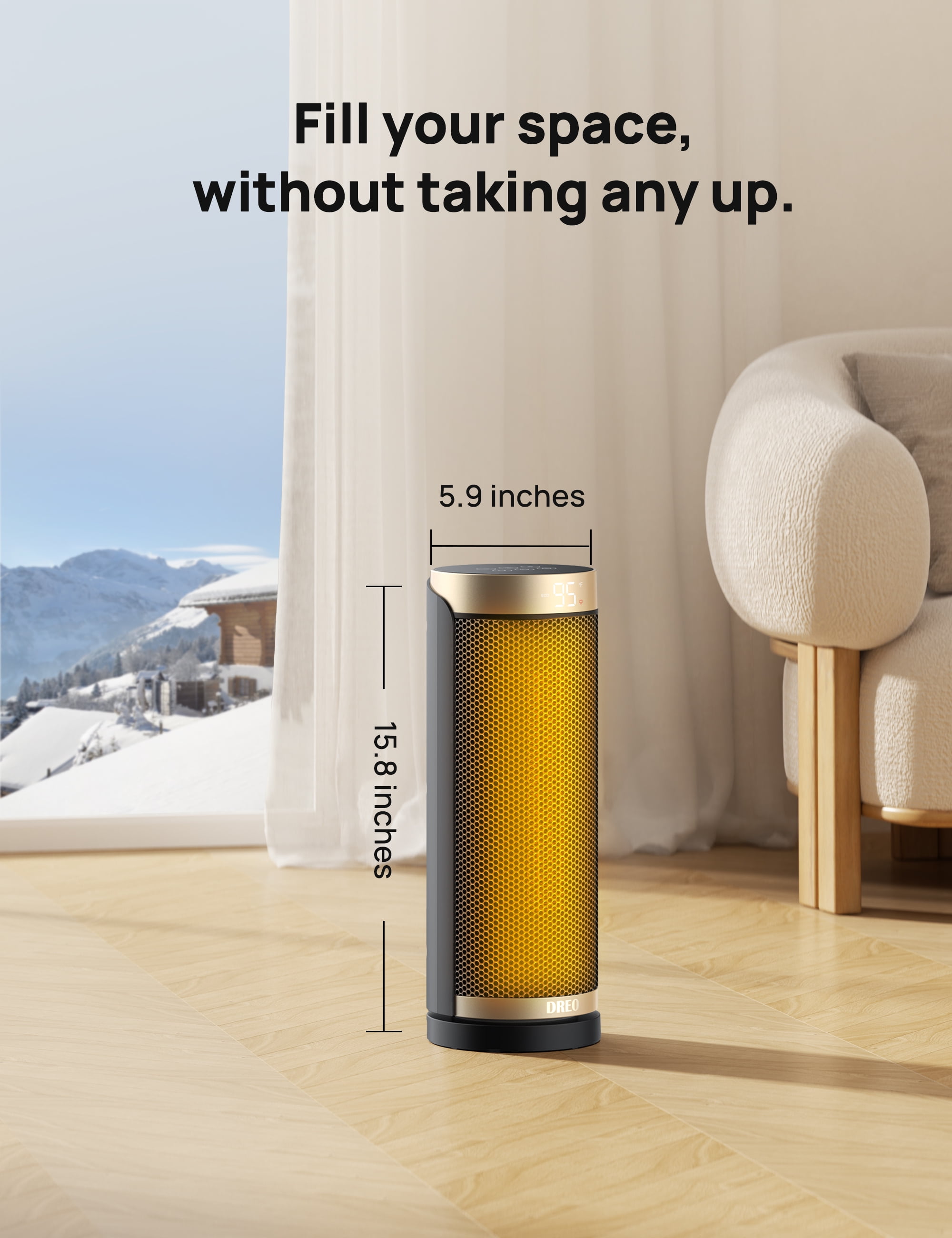 Dreo Space Heater, 1500W PTC Ceramic Heaters for Indoor Use with Remote, 70° Oscillation, 1-12H Timer, Electric Heaters with Thermostat, Fast and Safe Portable Heater for Office, Bedroom, Large Room - Image 5