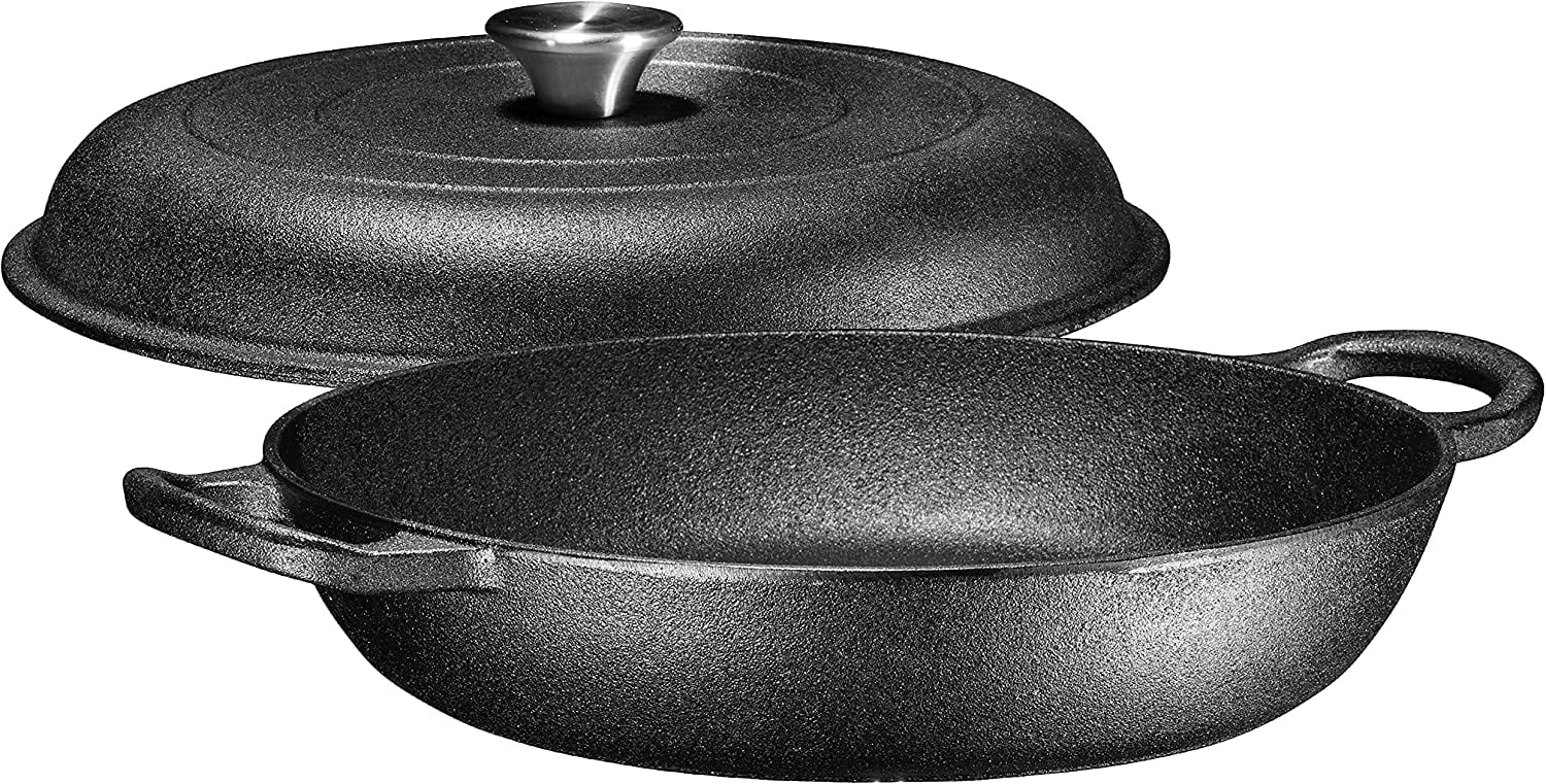 Bruntmor | Heavy Duty Pre-Seasoned Cast Iron Casserole Braiser - Pan With Cover - Image 4