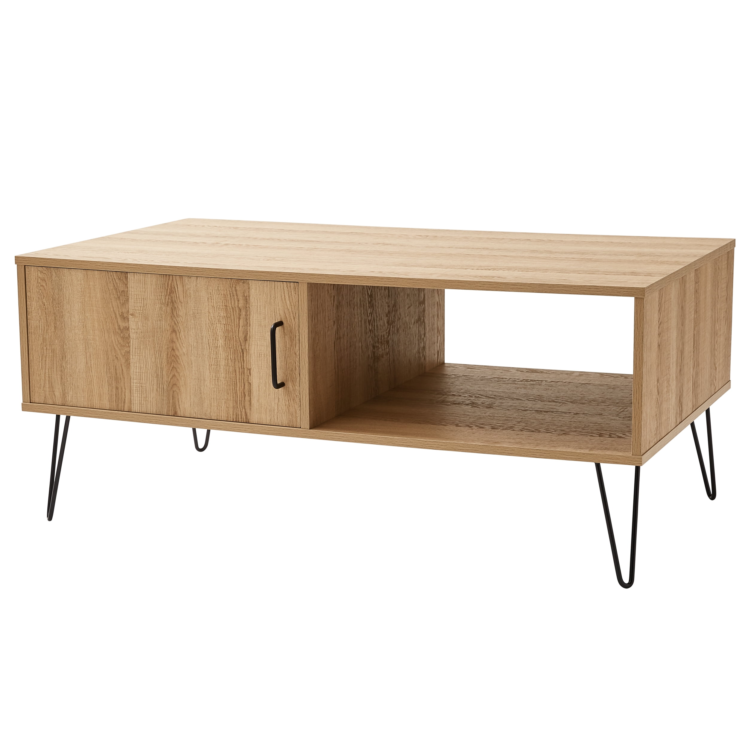 Mainstays Modern Hairpin Rectangle Coffee Table, Oak - Image 8