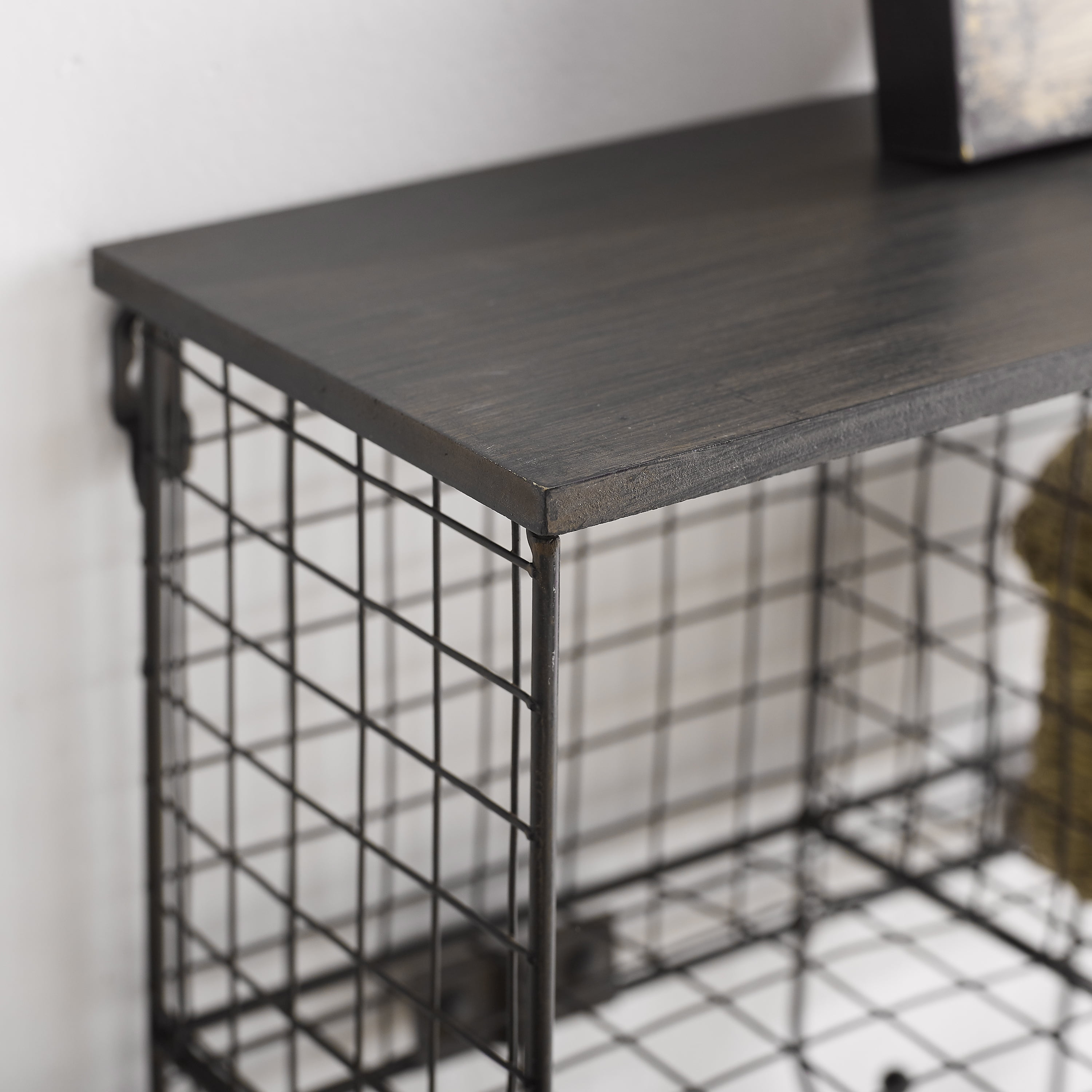 Linon 4-Cubby Floating Wall Shelf, Black - Image 3