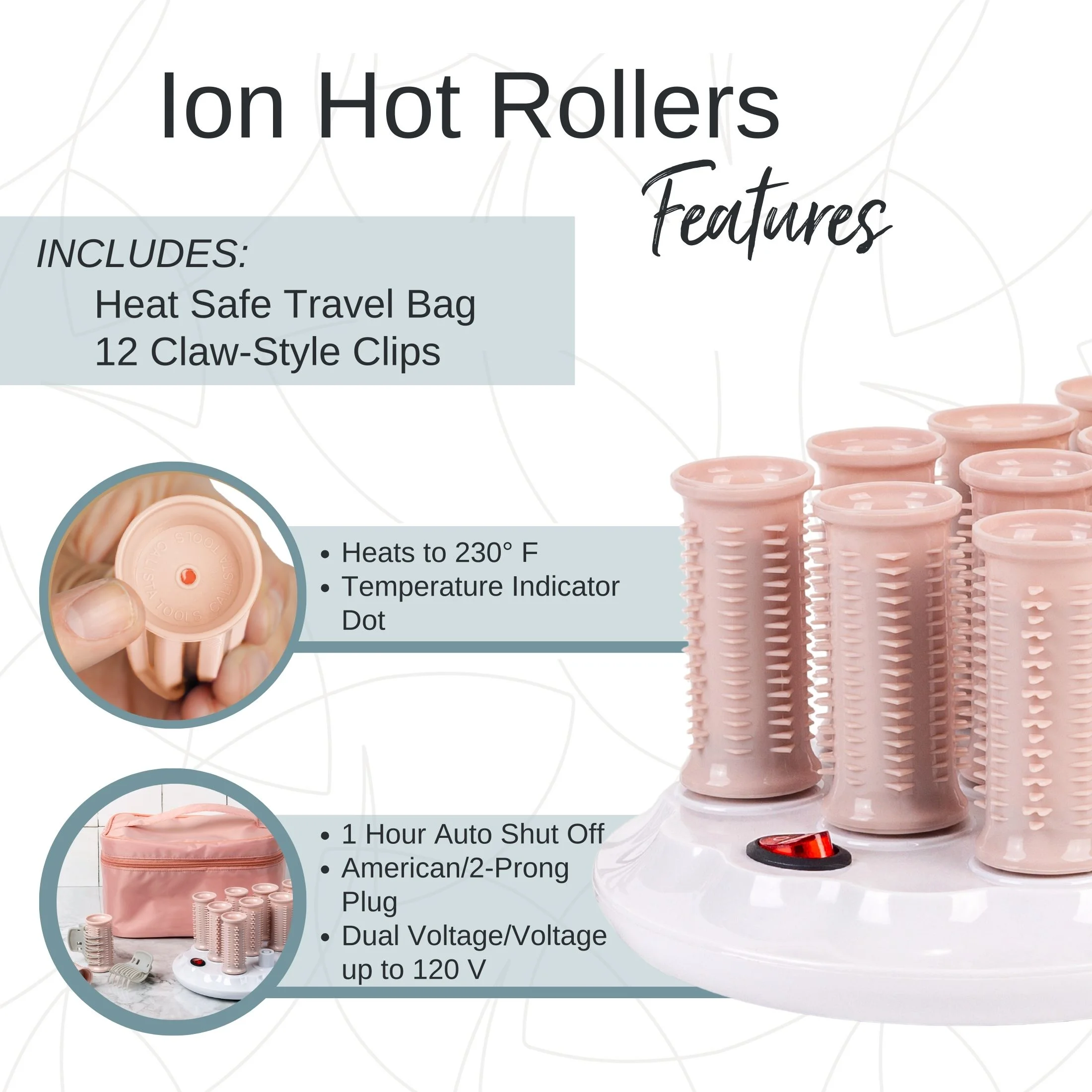 Calista Ion Hot Hair Rollers, 12 ct - Short - Image 2