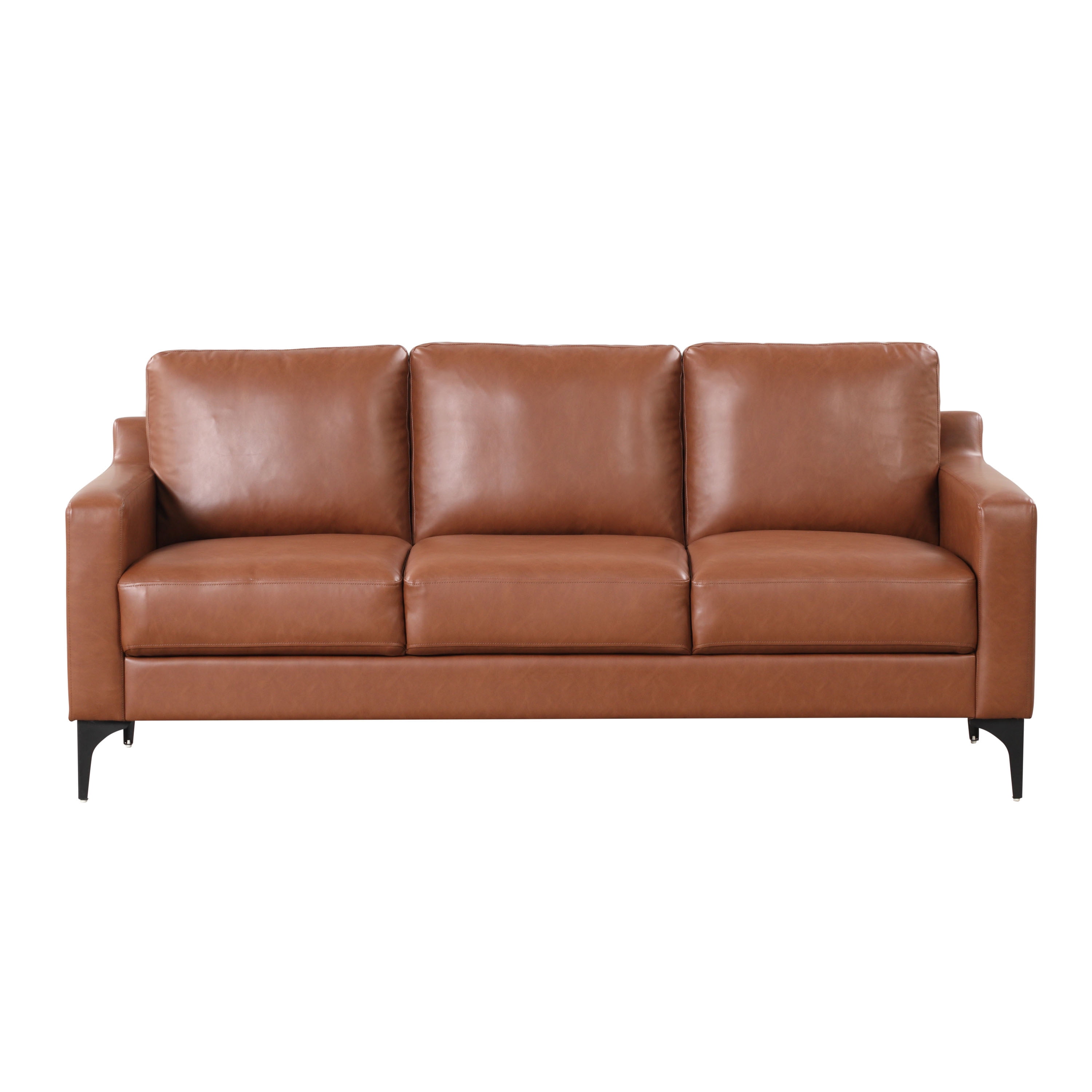 Serta Hemsworth Mid-Century Modern Style Sofa, Brown Faux Leather - Image 4
