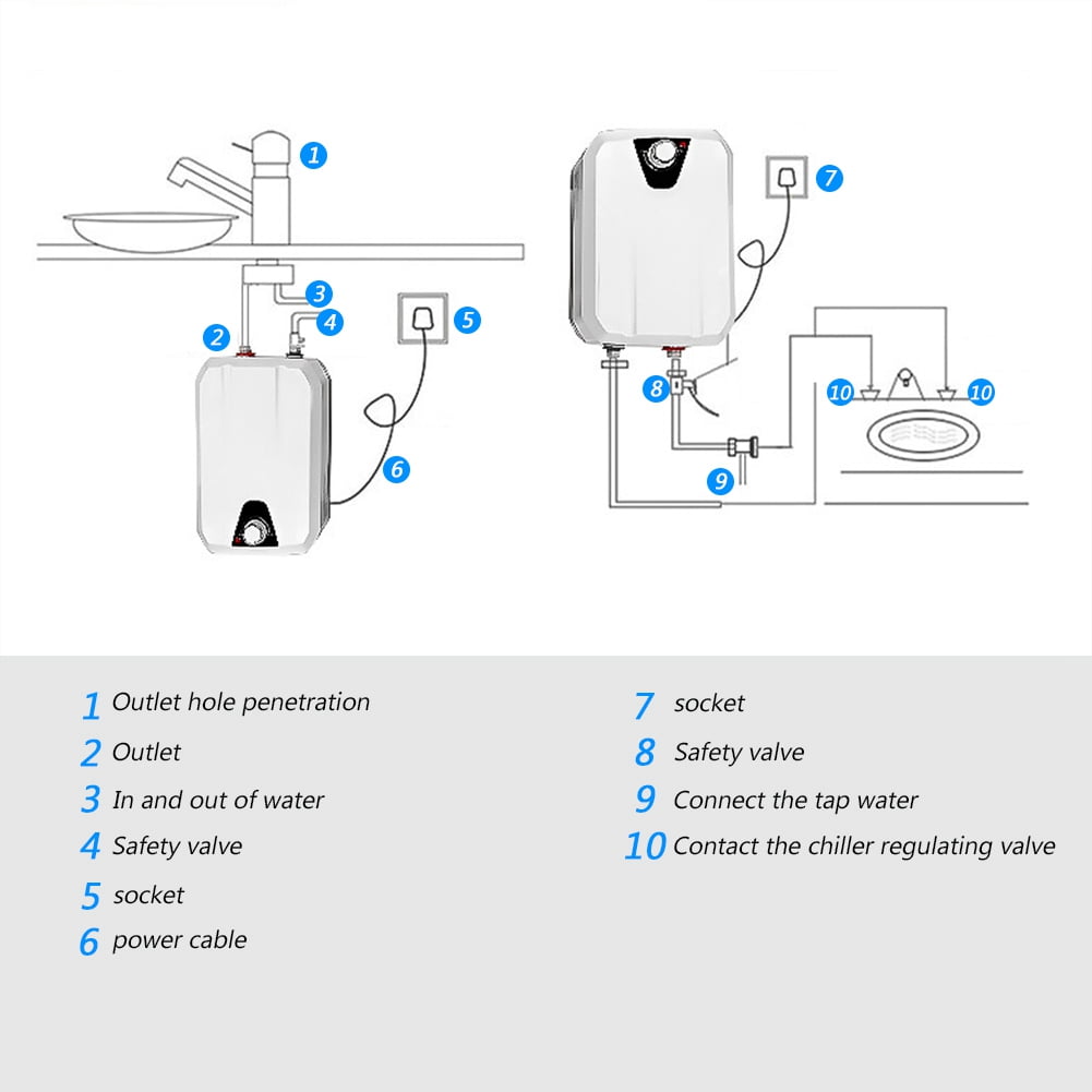 1500W 8L Electric Mini Water Heater Kitchen Shower Hot Water Heating System for Bathroom,2018 - Image 6