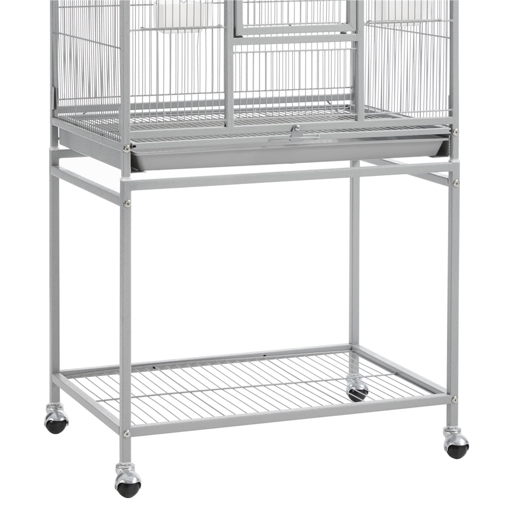 Renwick 53.5"H Large Rolling Metal Pet Cage with Detachable Stand,Light Gray - Image 3
