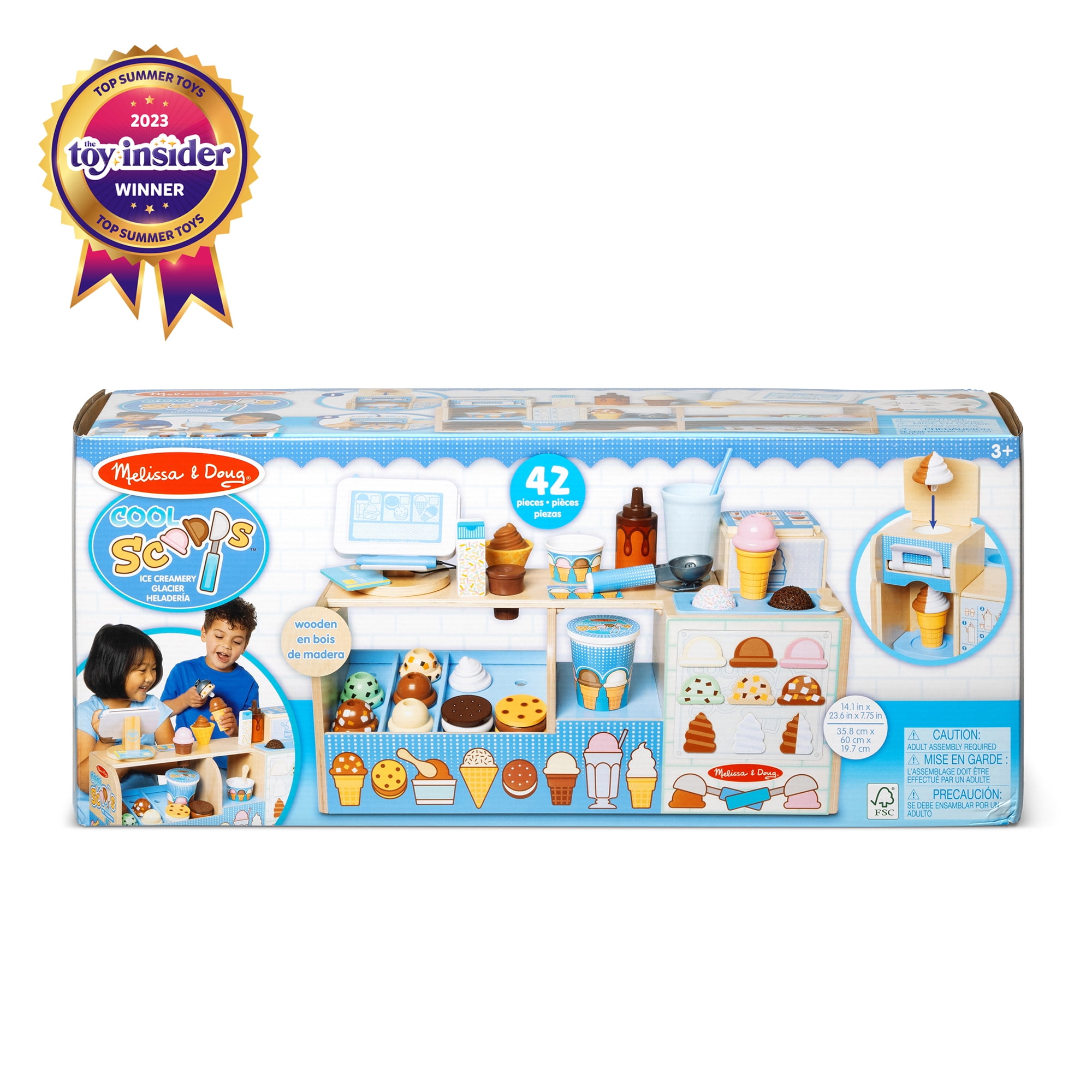Melissa & Doug Cool Scoops Ice Creamery Wooden Counter with Play Food Preschool Toy - FSC Certified - Image 2