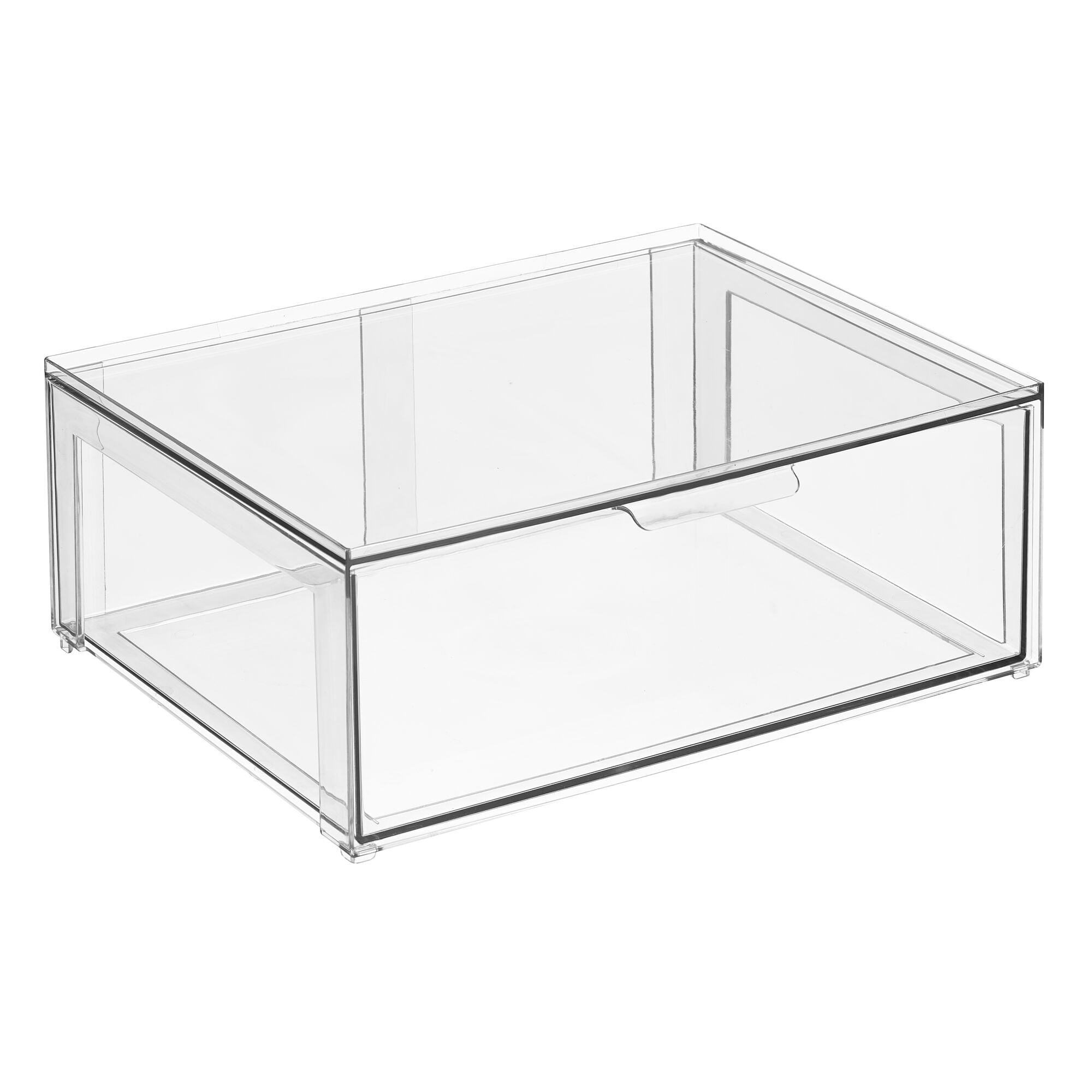 mDesign Plastic Stackable Bathroom Storage Organizer with Pull Out Drawer, Clear - Image 2