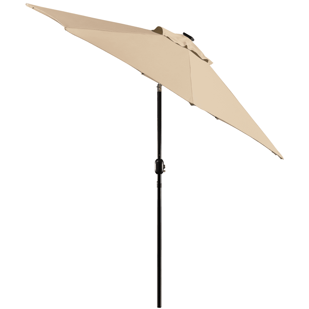 Renwick 9ft Outdoor Market Patio Umbrella with 32 LED Lights, Tan - Image 5