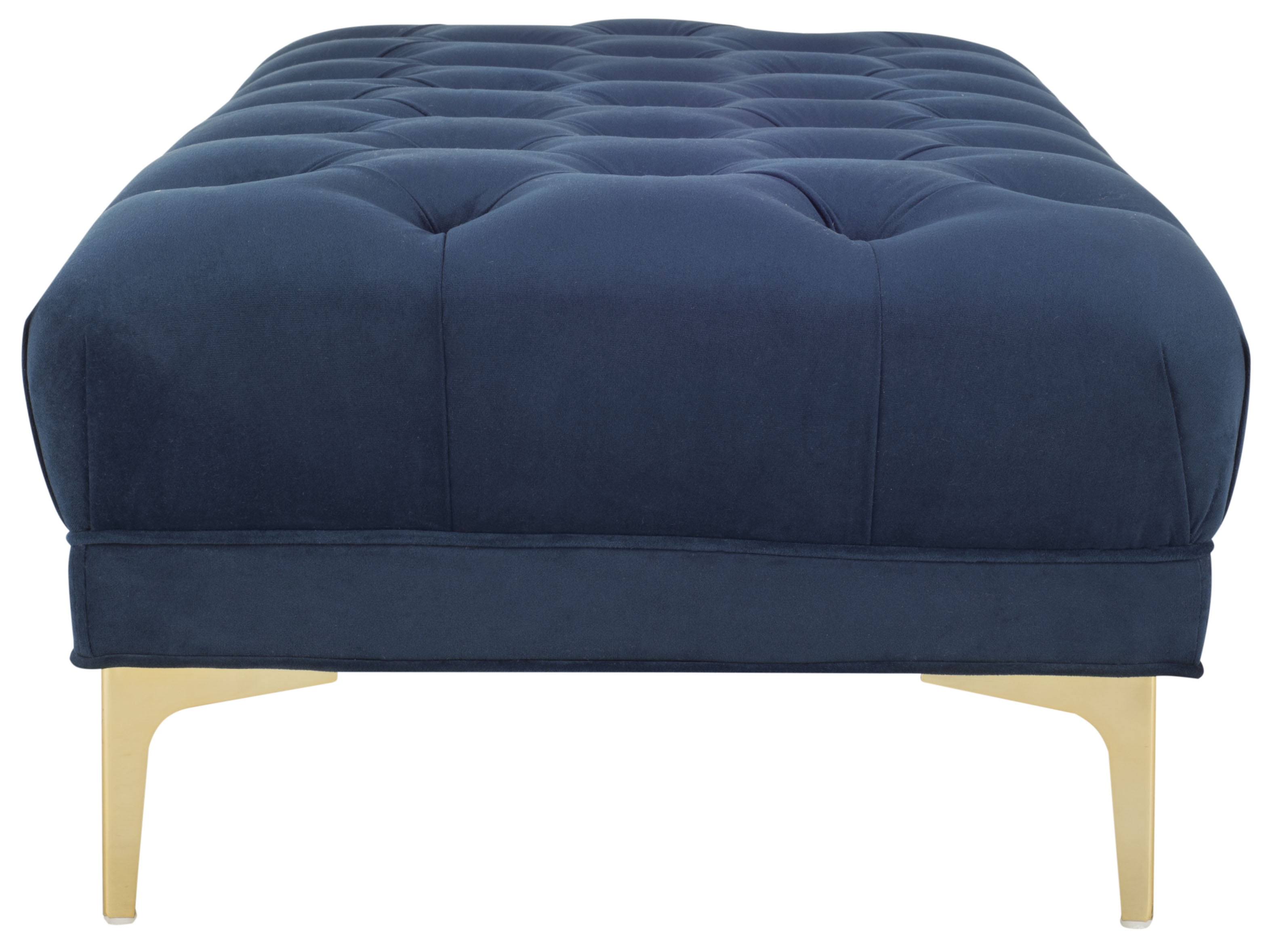 SAFAVIEH Zarya Modern Glam Rectangular Tufted Bench, Navy/Brass - Image 8