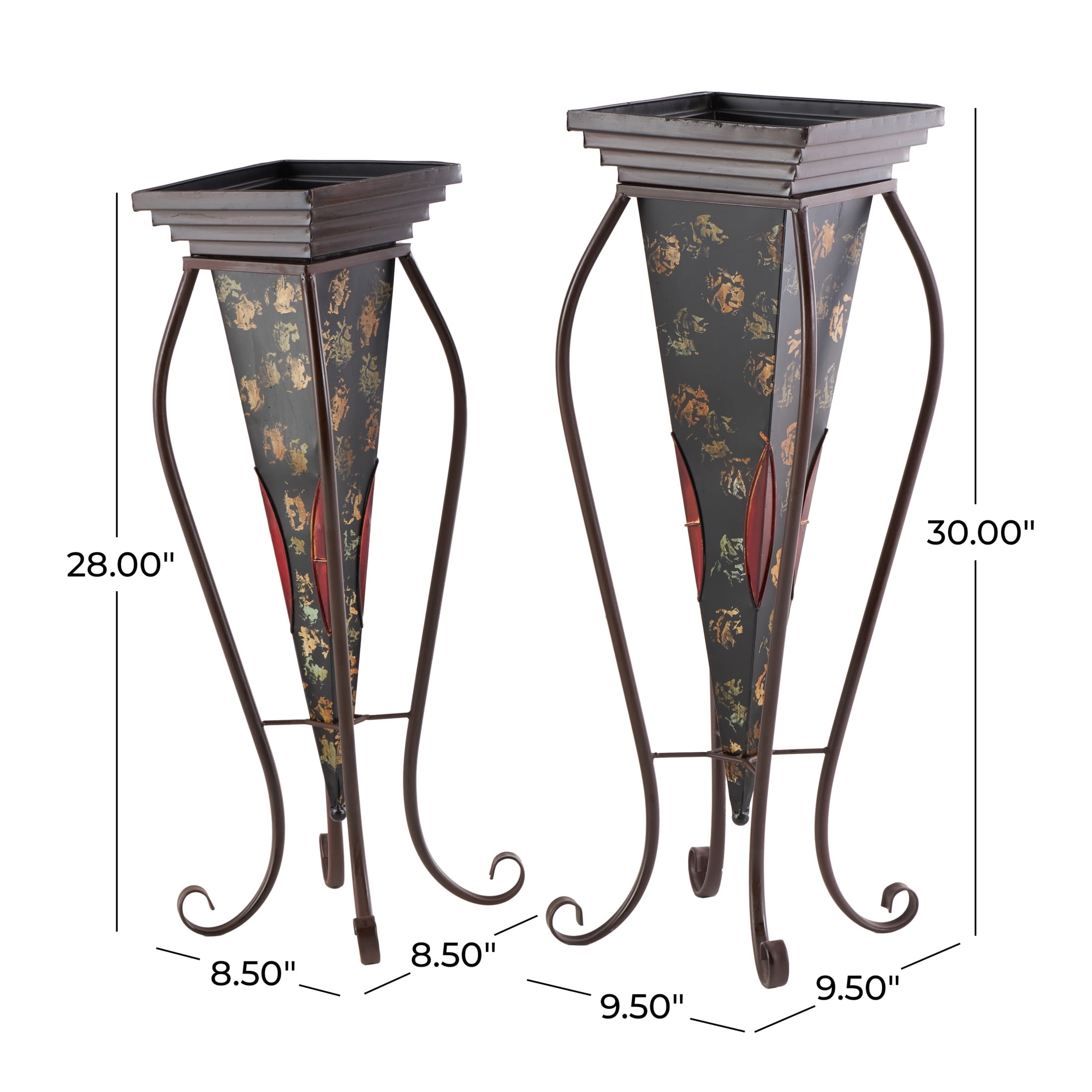 DecMode 30", 28"H Brown Metal Scroll Planter (2 Count) - Image 9