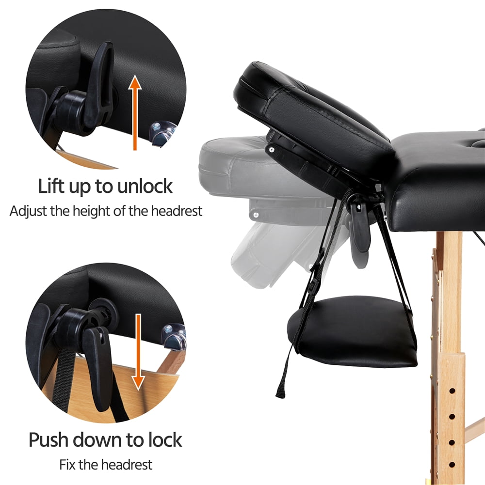 Alden Design 2-Fold Portable Massage Table with Carry Case Bag for Spa Treatments, Black - Image 10