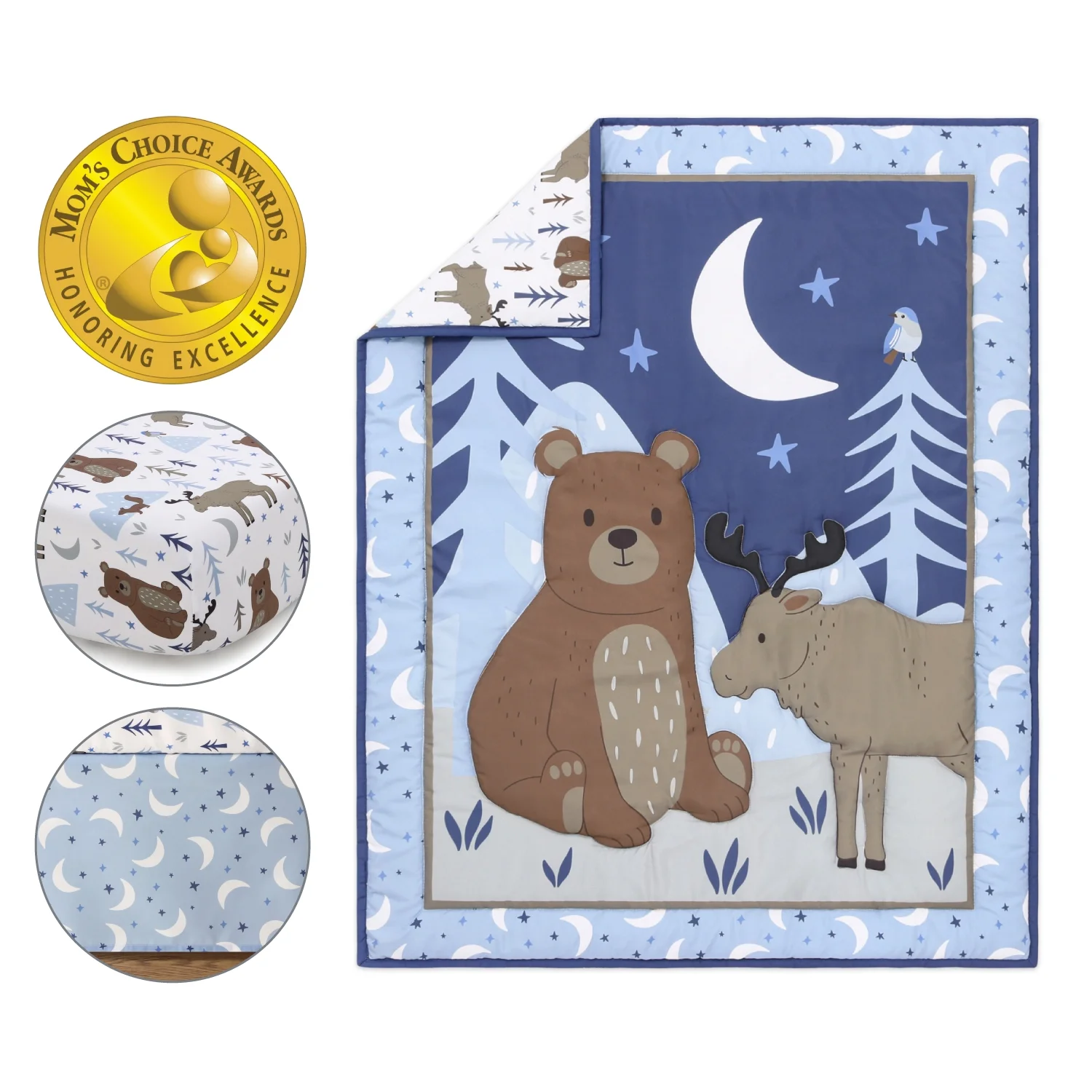 The Peanutshell Crib Bedding Set for Baby Boys, Under the Stars, 3 Pieces - Image 2