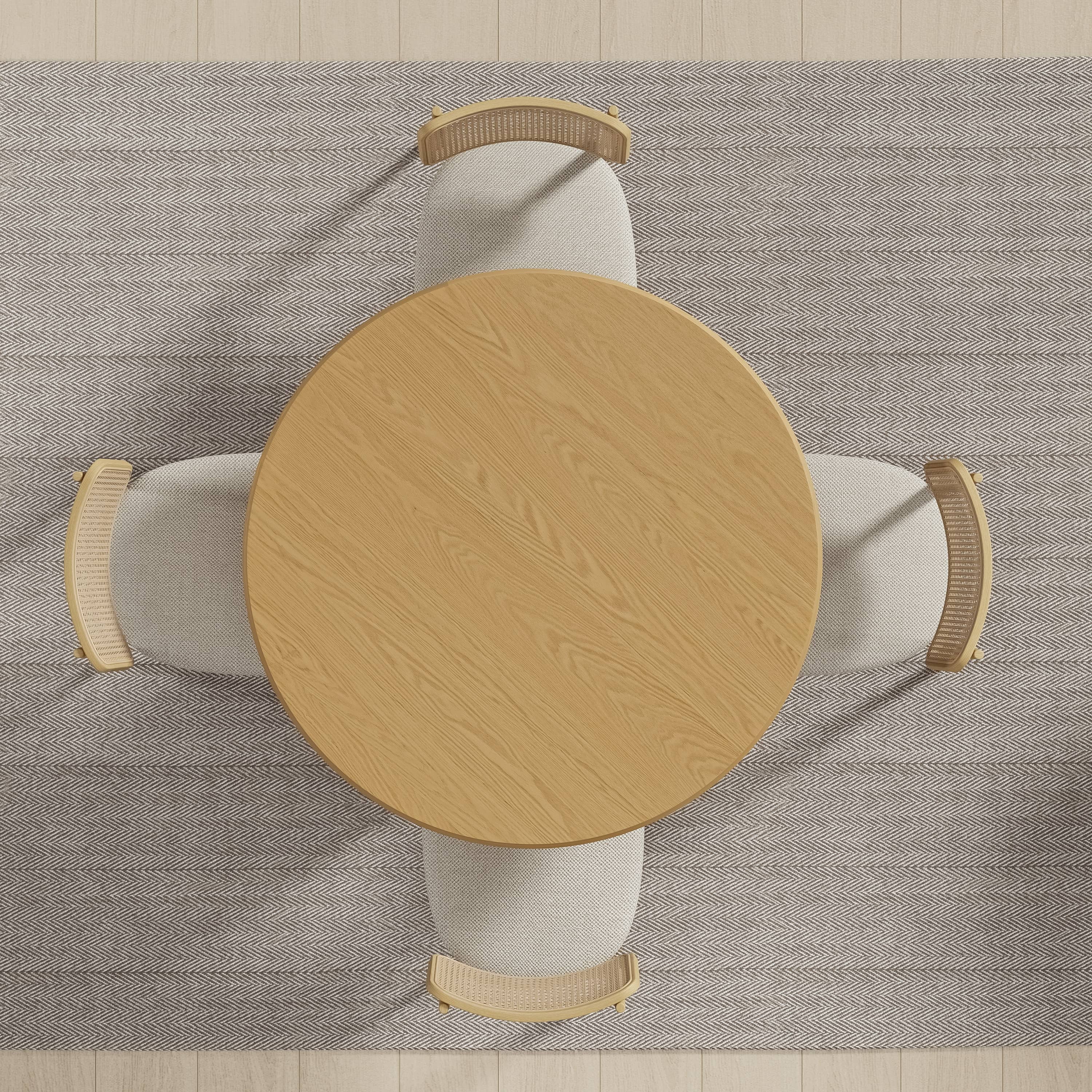 Dovelina 46" Wooden Round Modern Dining Table for Dining Room Kitchen, Natural Wood - Image 6