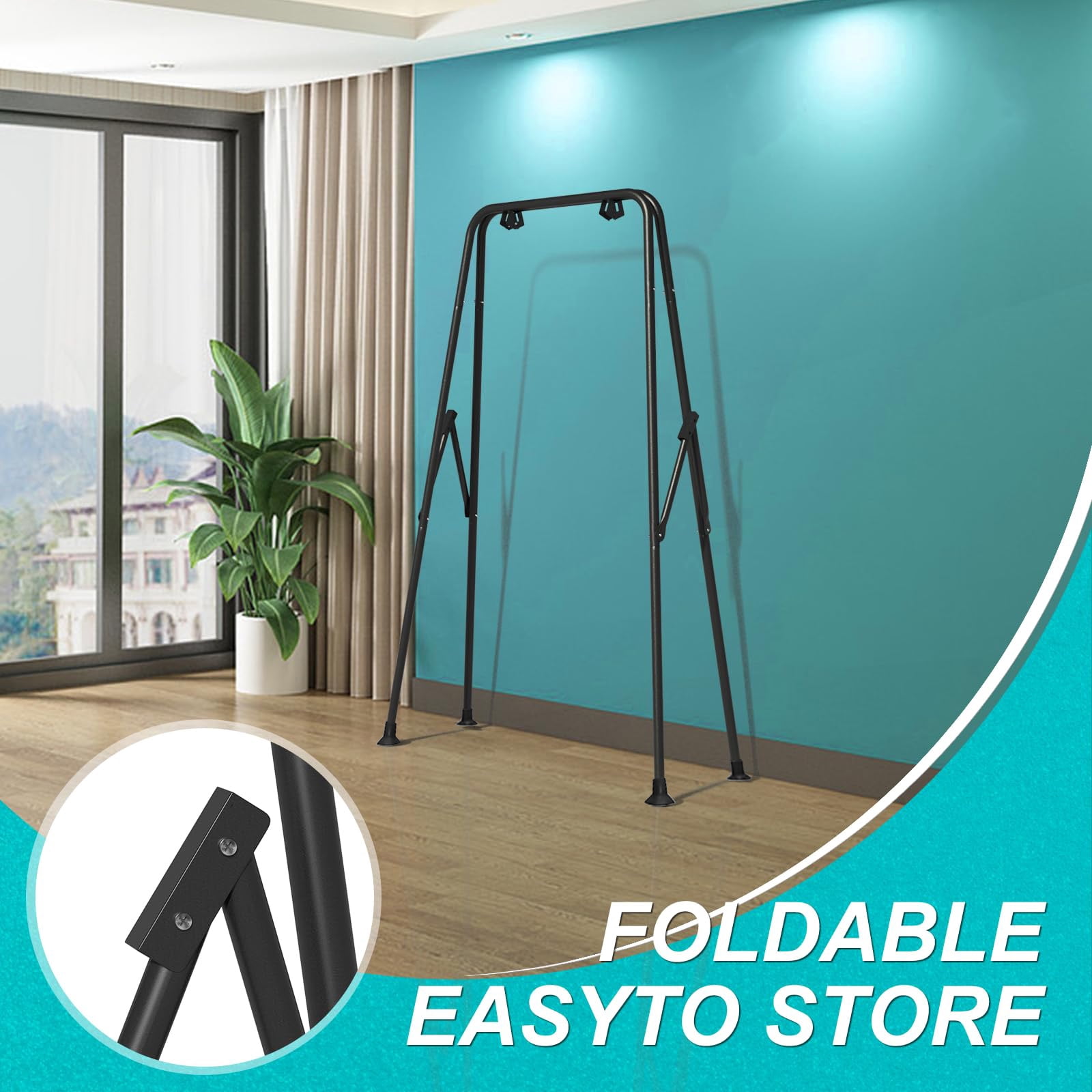 G TALECO GEAR Foldable Swing Stand for Kids, Toddler Swing Sets for Backyard, Outdoor Metal Swing Frame for Baby Swings, Black - Image 4