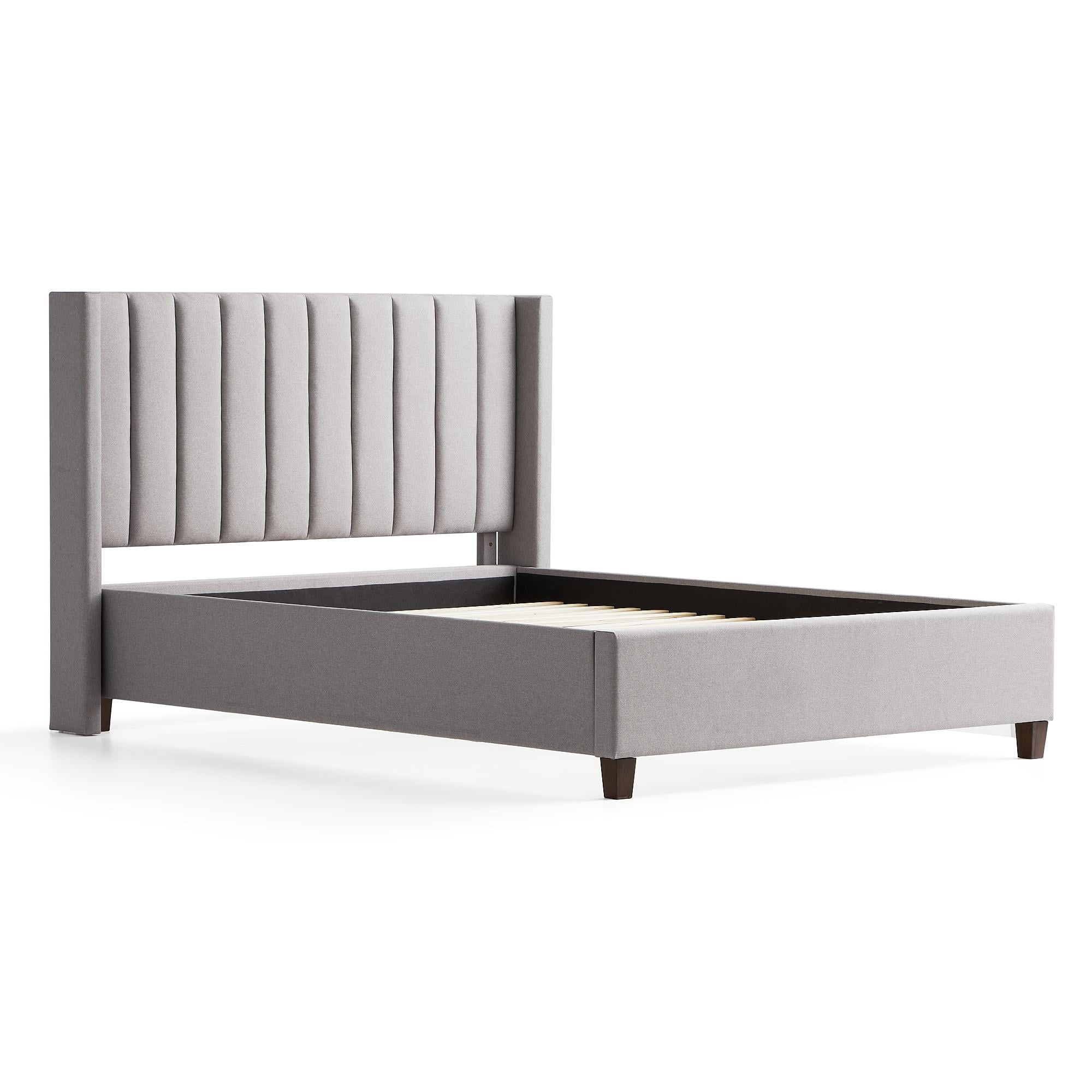 Rest Haven Odessa Tufted Upholstered Wingback Platform Bed, Queen, Gray - Image 5