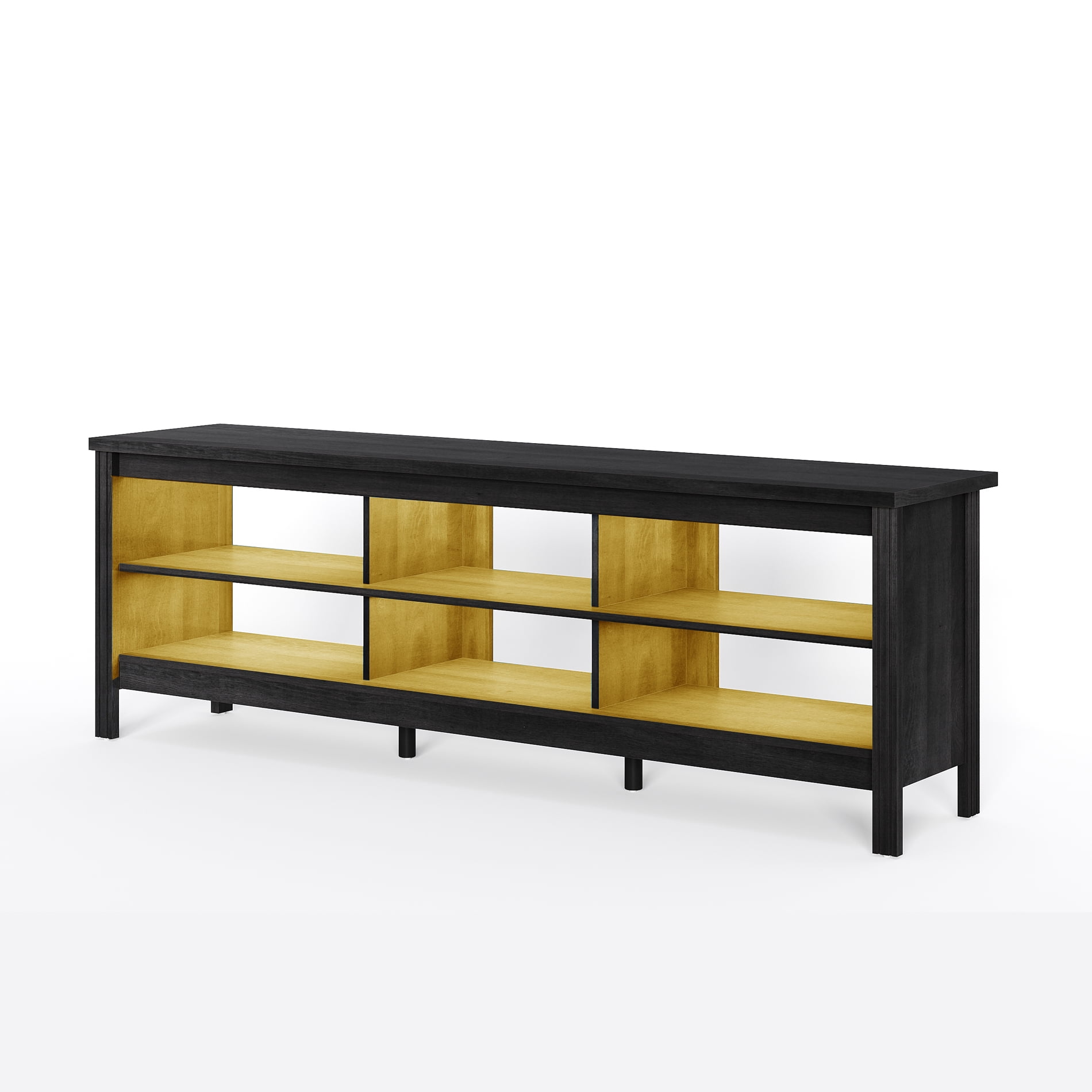 LED TV Stand for 75" TV Modern Entertainment Center with Warm LED Lights Media Console Cabinet with 6 Storage Shelves,Black 70 inch - Image 2