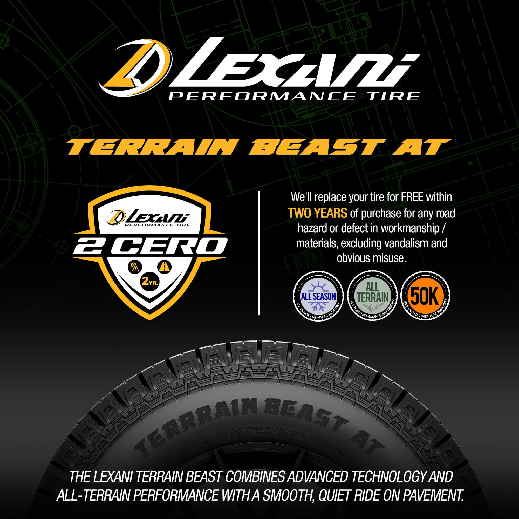 Lexani Terrain Beast AT All Terrain LT245/75R17 121/118S E Light Truck Tire - Image 5