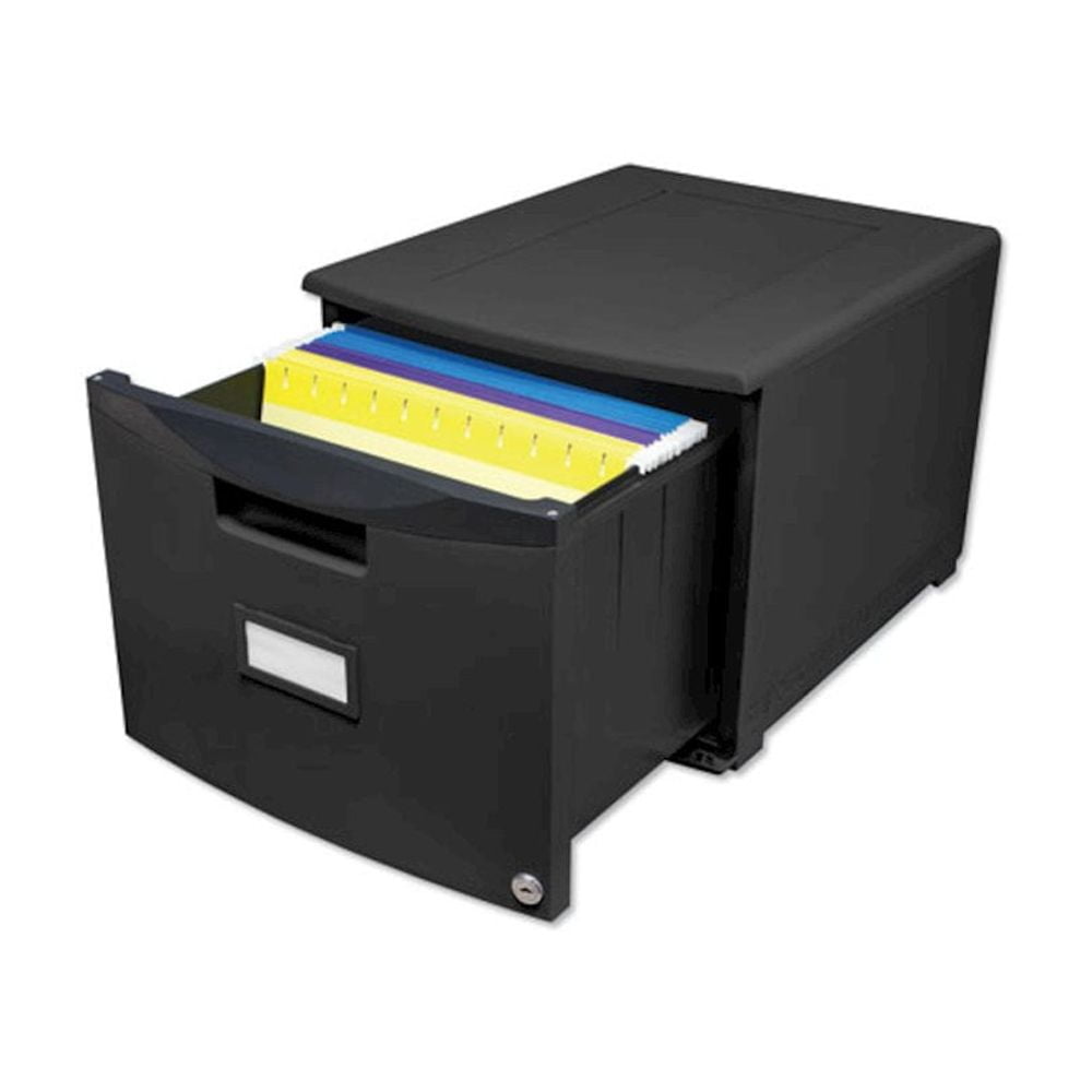 Storex Single-Drawer Mobile Filing Cabinet, 1 Legal/Letter-Size File Drawer, Black, 14.75" x 18.25" x 12.75" - Image 2