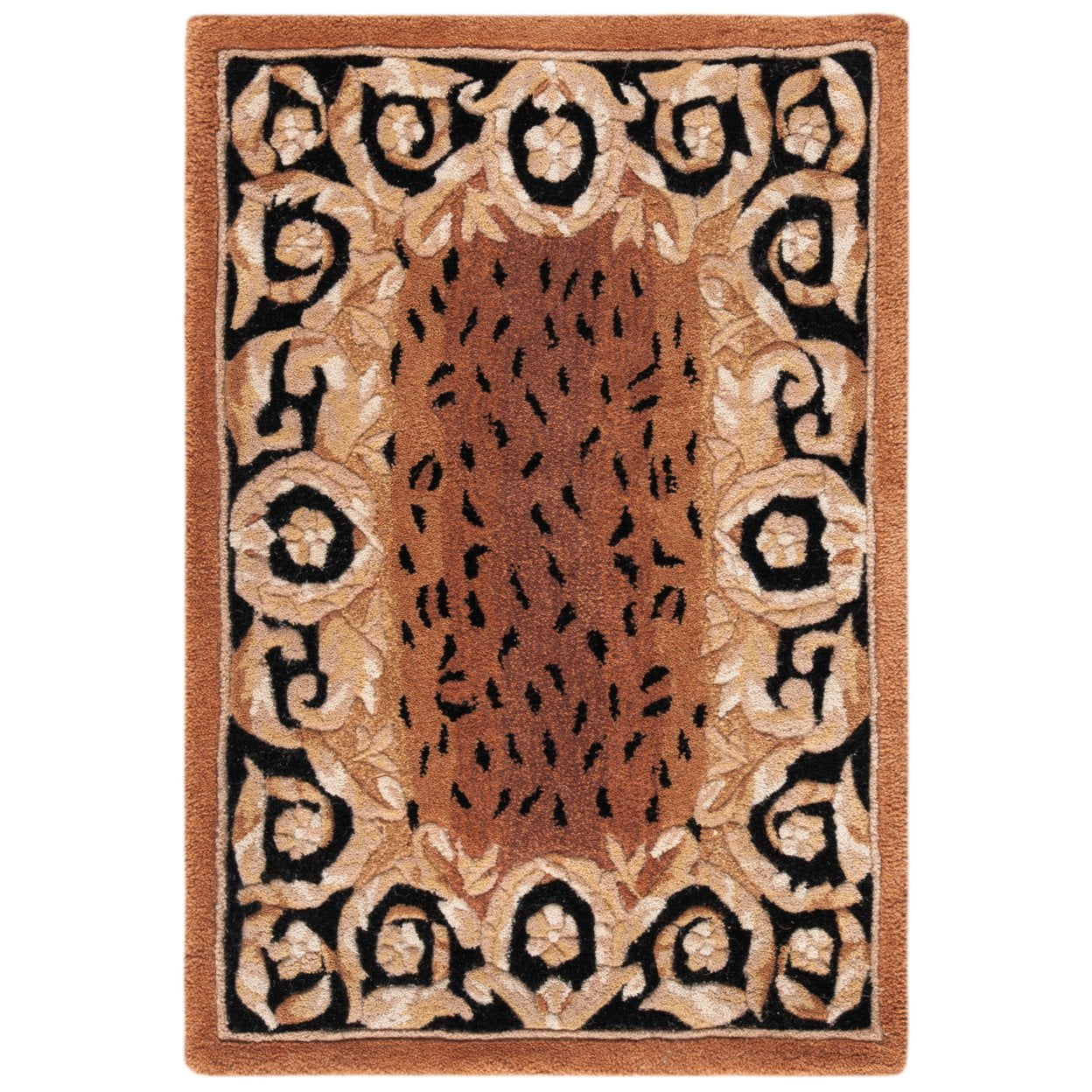 SAFAVIEH Naples Karenza Oriental Wool Area Rug, Black/Gold, 4' x 6' - Image 4
