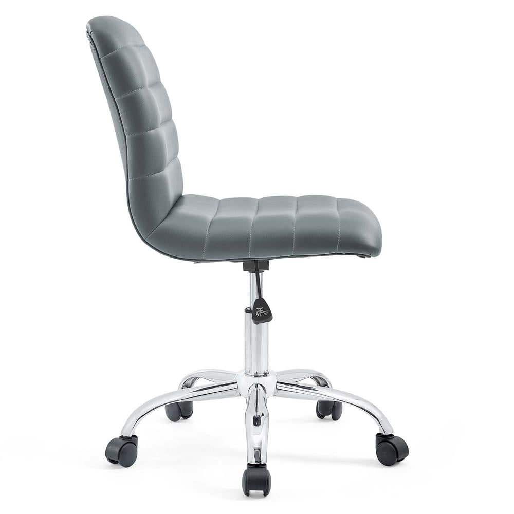 Modway Ripple Modern Vinyl Armless Mid Back Office Chair in Gray - Image 5