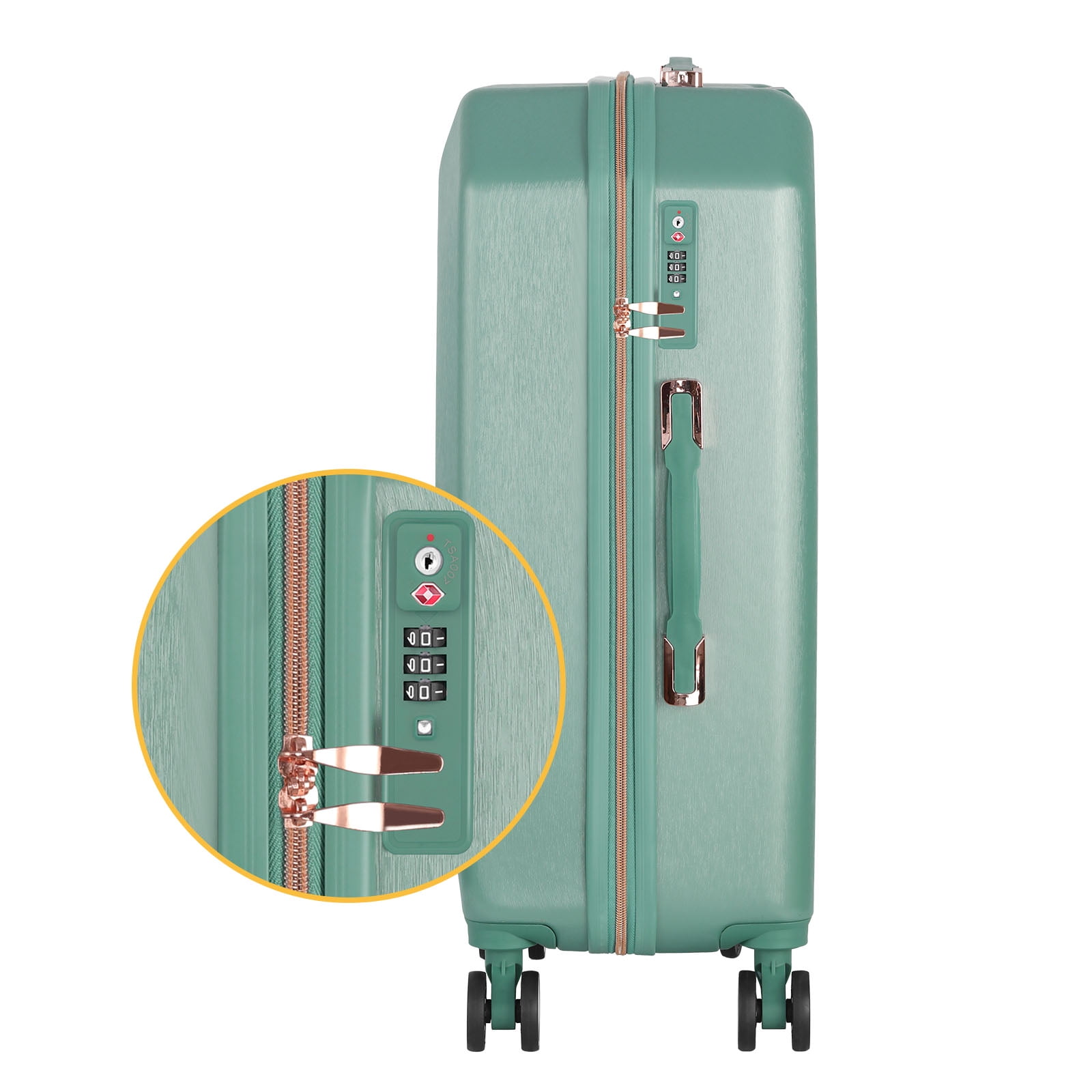 Luggage 3-Pieces Set PC+ABS Durable Suitcase Sets Rose Gold 20"24"28" - Image 6