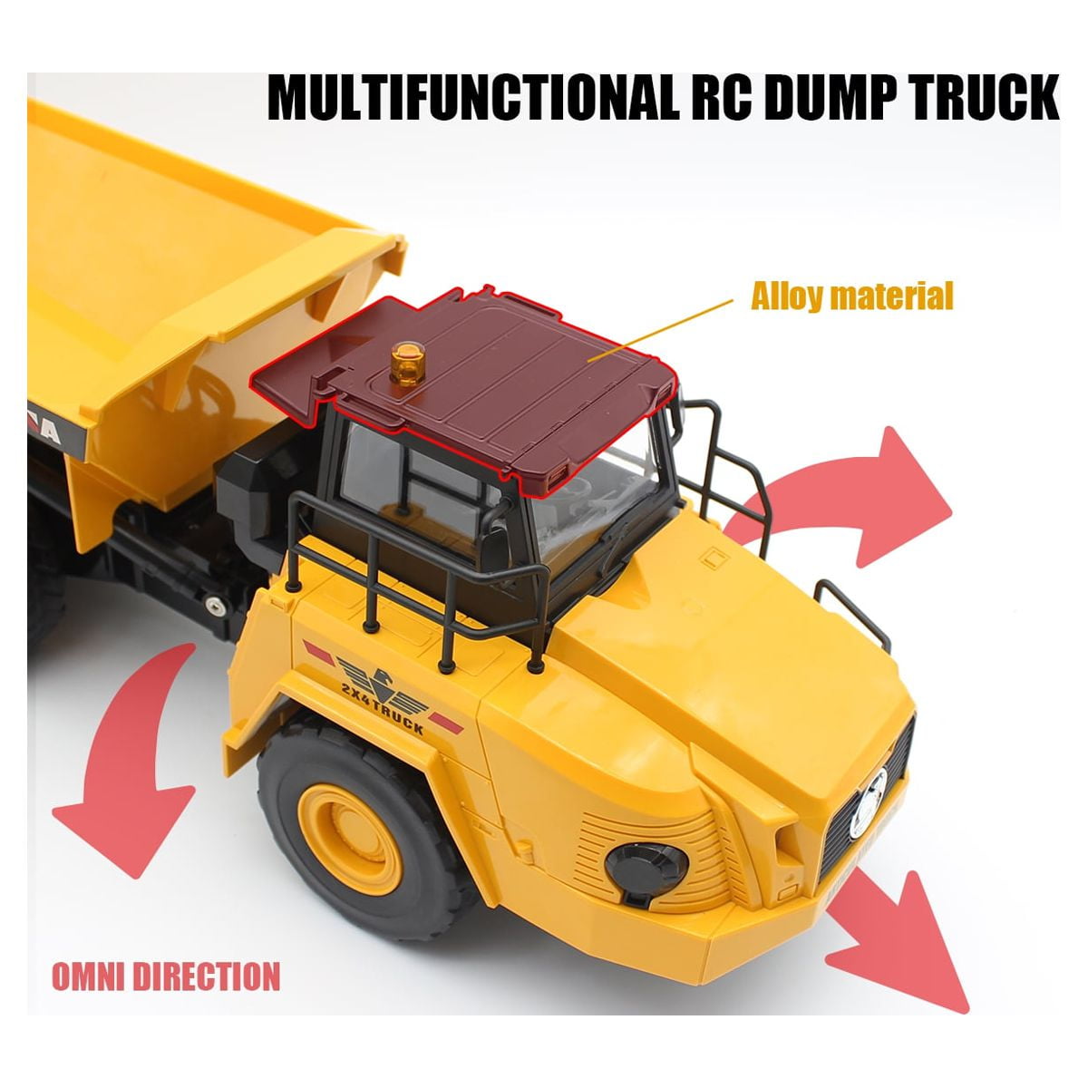 Fisca Hinge Joint Remote Control Dump Truck Toys, 6 Channel RC Construction Vehicles with Lights and Sound - Image 3