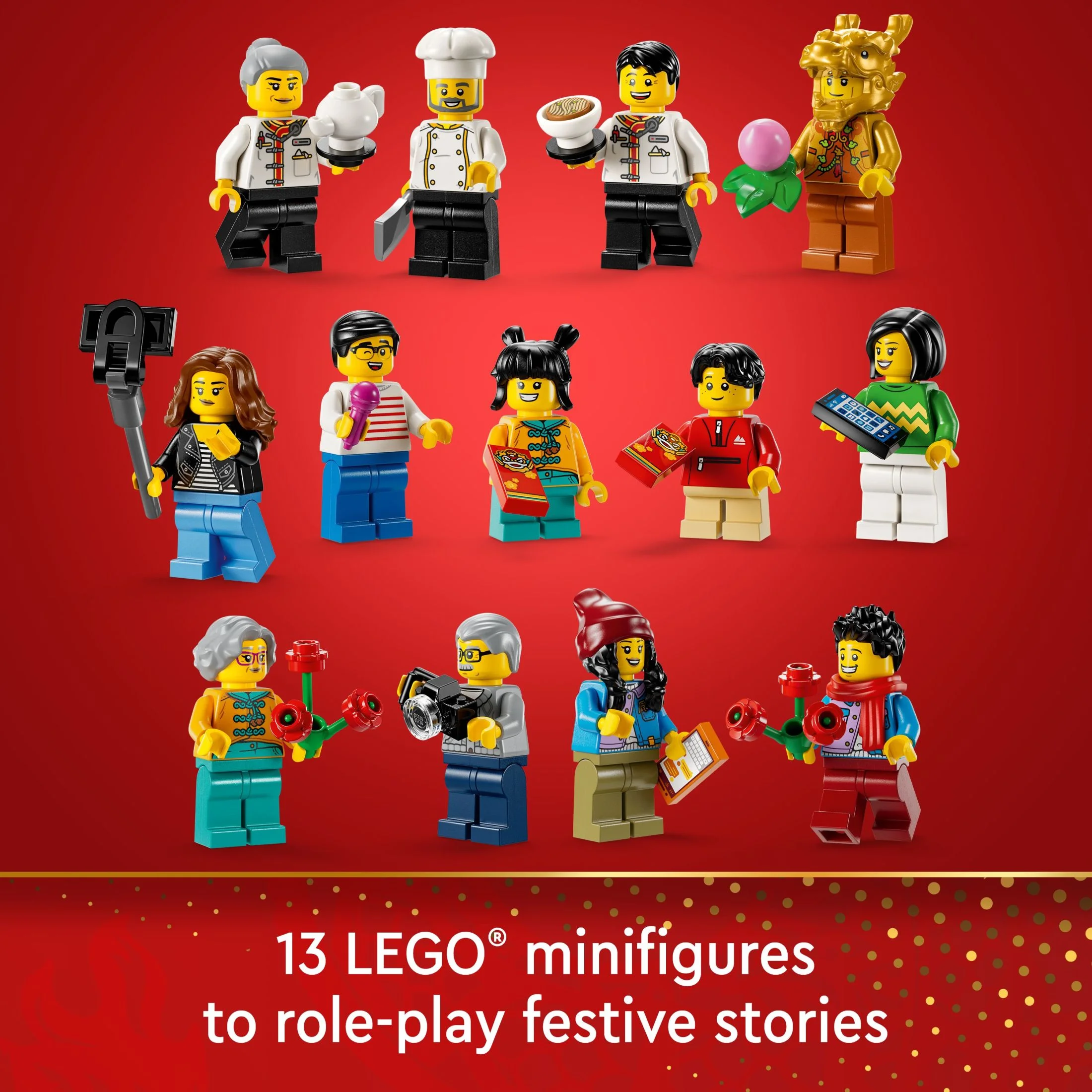 LEGO Spring Festival Family Reunion Celebration Building Toy for Kids, Restaurant Playset with Toy Kitchen and 13 Minifigures for Pretend Play, Family Gift Set for Boys and Girls Ages 8 and Up, 80113 - Image 4