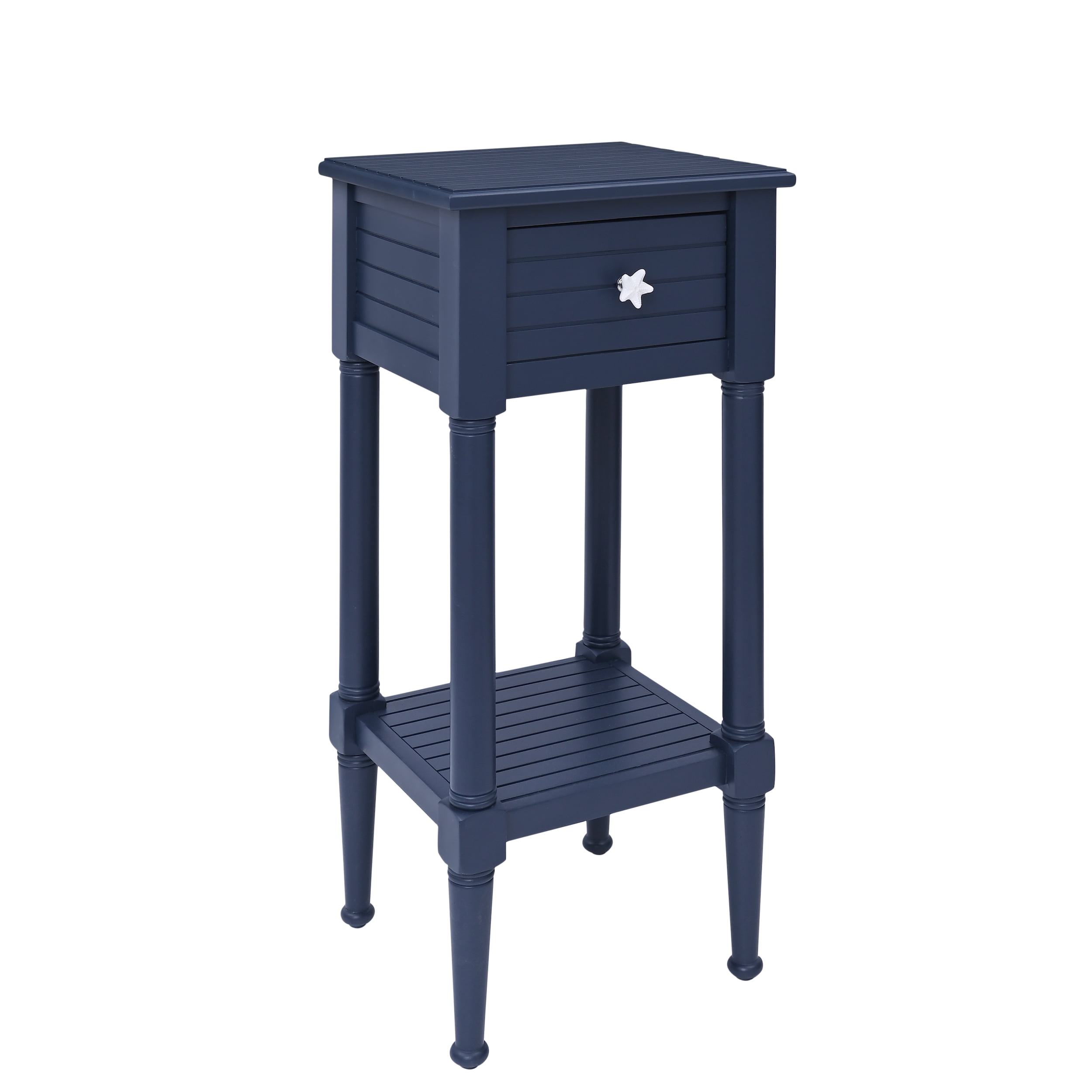 Linon Athalee Single Drawer Indoor Accent Side Table with Shelf, 29.5" Tall, Navy - Image 15