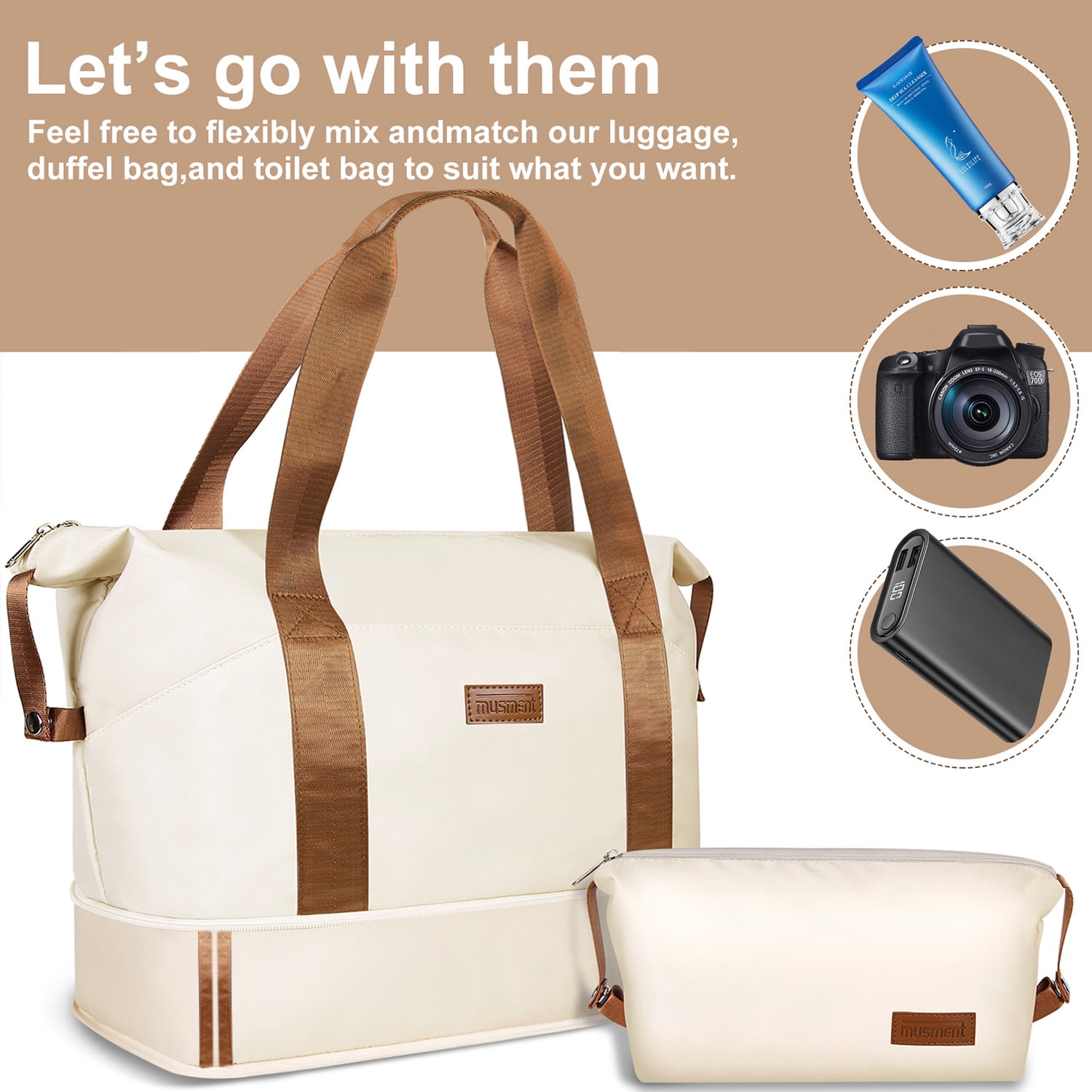 Expandable Suitcase Set Luggage Sets, 20 inch Carry On Luggage with TSA Lock and Double Spinner Wheels,(Ivory White,3 PCS set ) - Image 5