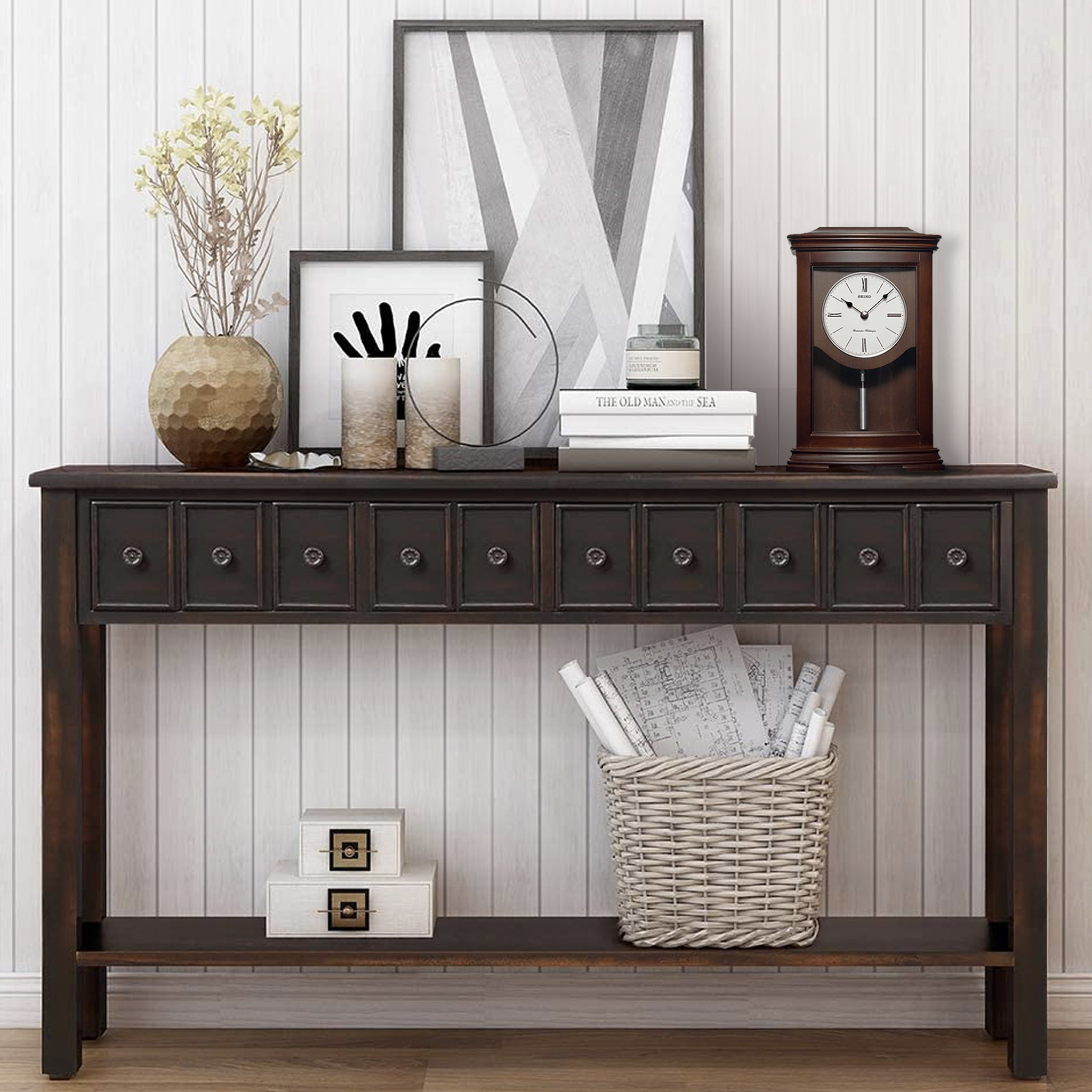 Seiko Suki Chime Clock w/Pendulum Brown Mantel Clock, QXQ013BLH - Image 4