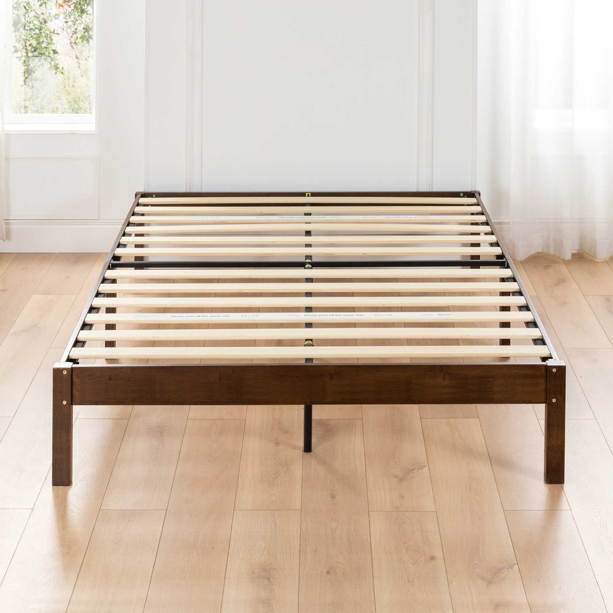 Best Price Mattress Asher 14" Bamboo Wood Platform Bed with Wooden Slats, Coffee, Queen - Image 4