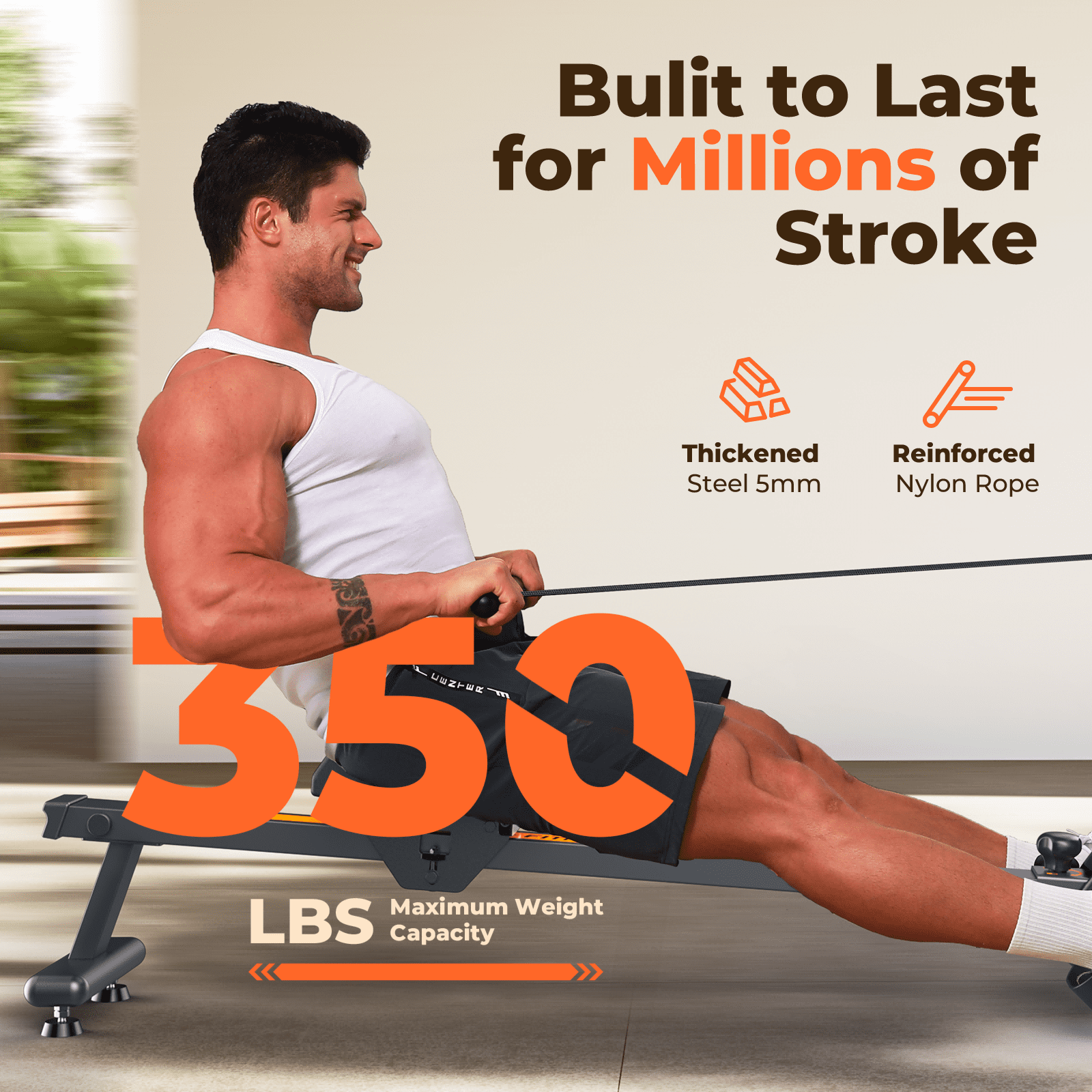 YOSUDA Magnetic Rowing Machine 350 LB Weight Capacity - Foldable Rower for Home Use with Bluetooth, App Supported, Tablet Holder and Comfortable Seat Cushion - Image 2